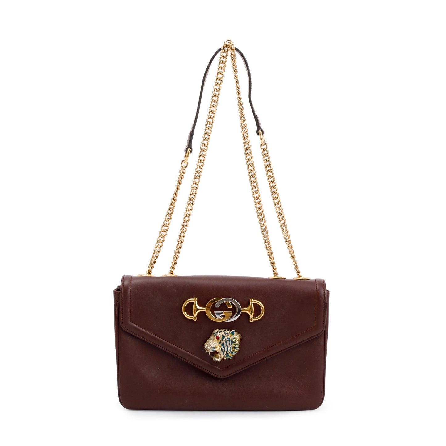 Gucci Burgundy Leather Medium Rajah Shoulder Bag