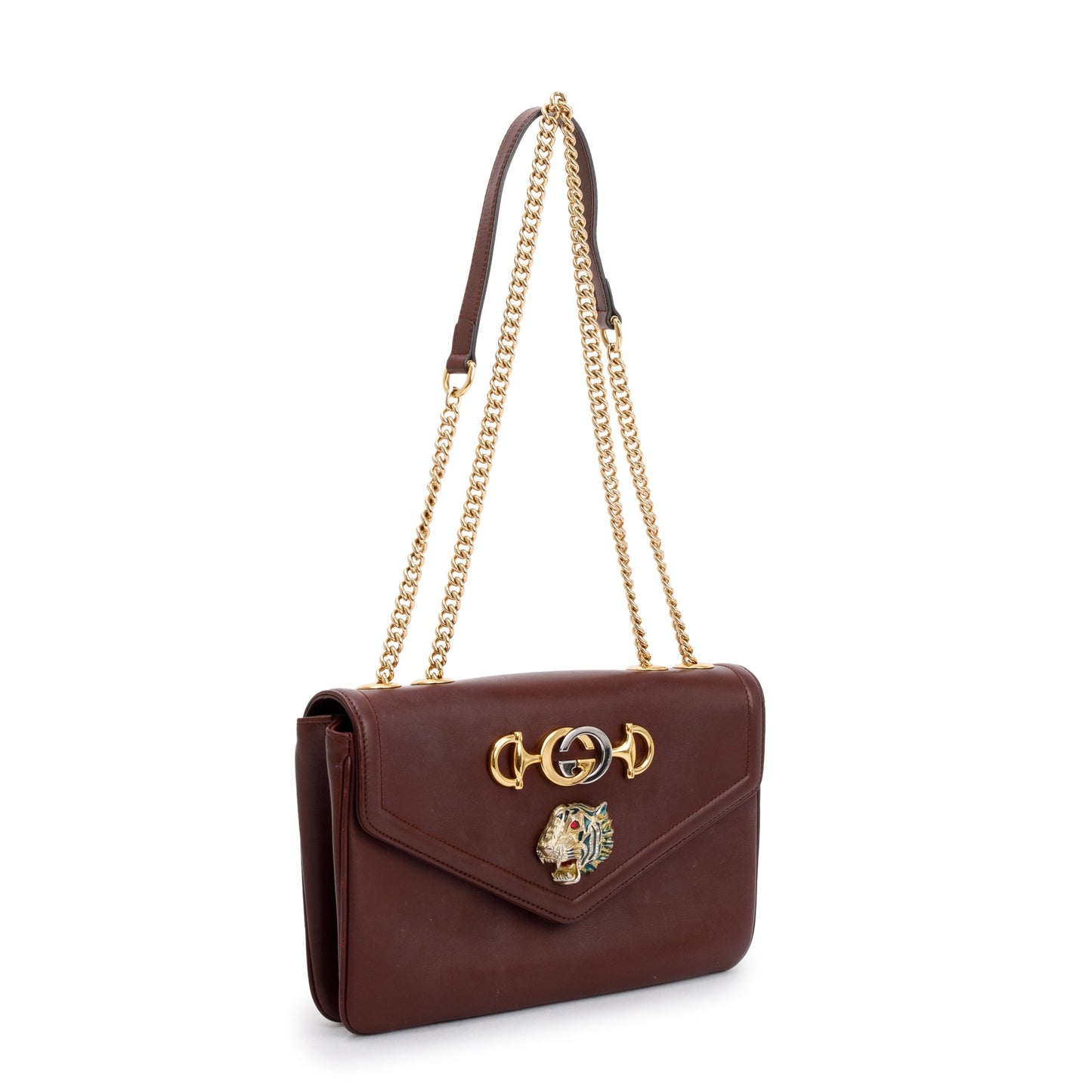 Gucci Burgundy Leather Medium Rajah Shoulder Bag