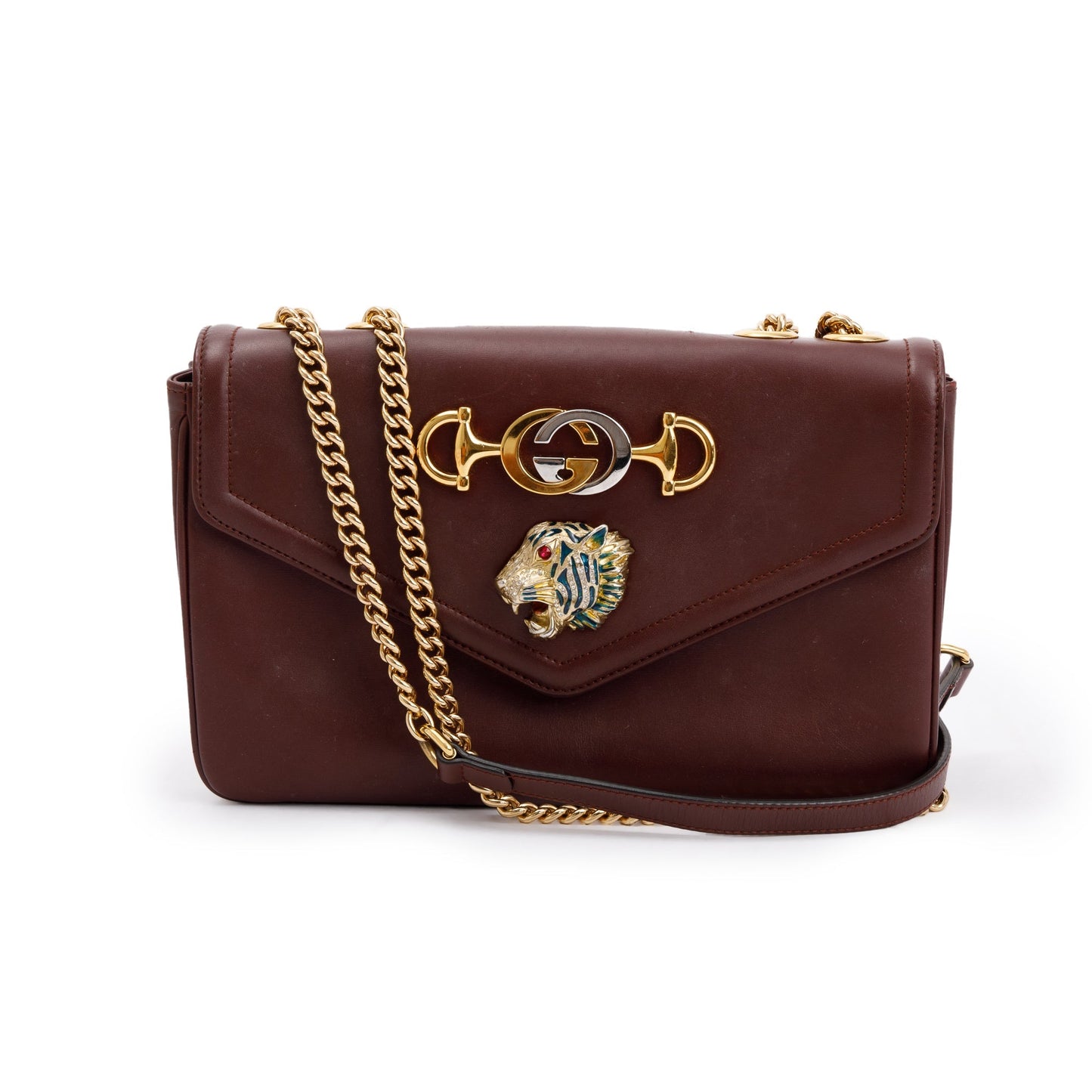 Gucci Burgundy Leather Medium Rajah Shoulder Bag