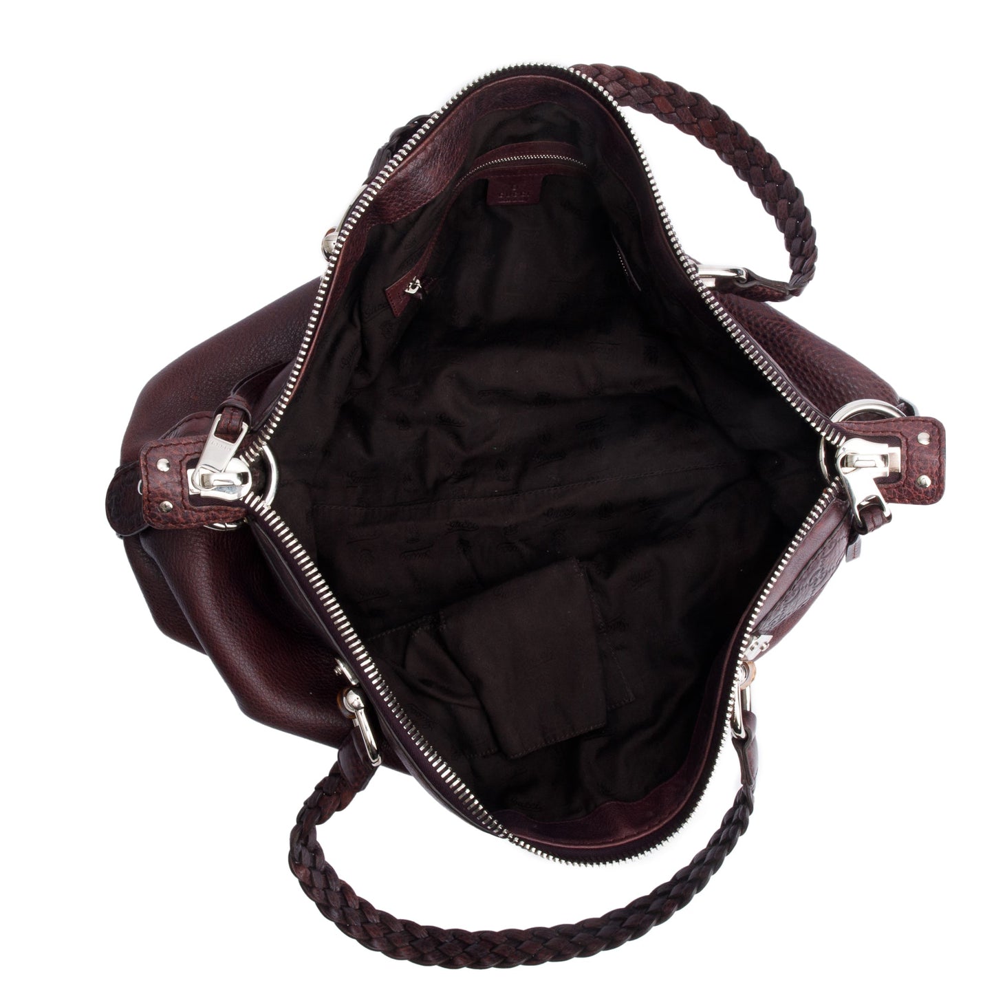 Gucci Burgundy Pebbled Calfskin Leather Medium Bamboo Bar Tote