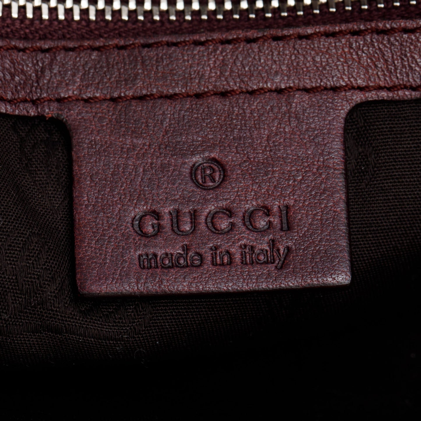 Gucci Burgundy Pebbled Calfskin Leather Medium Bamboo Bar Tote