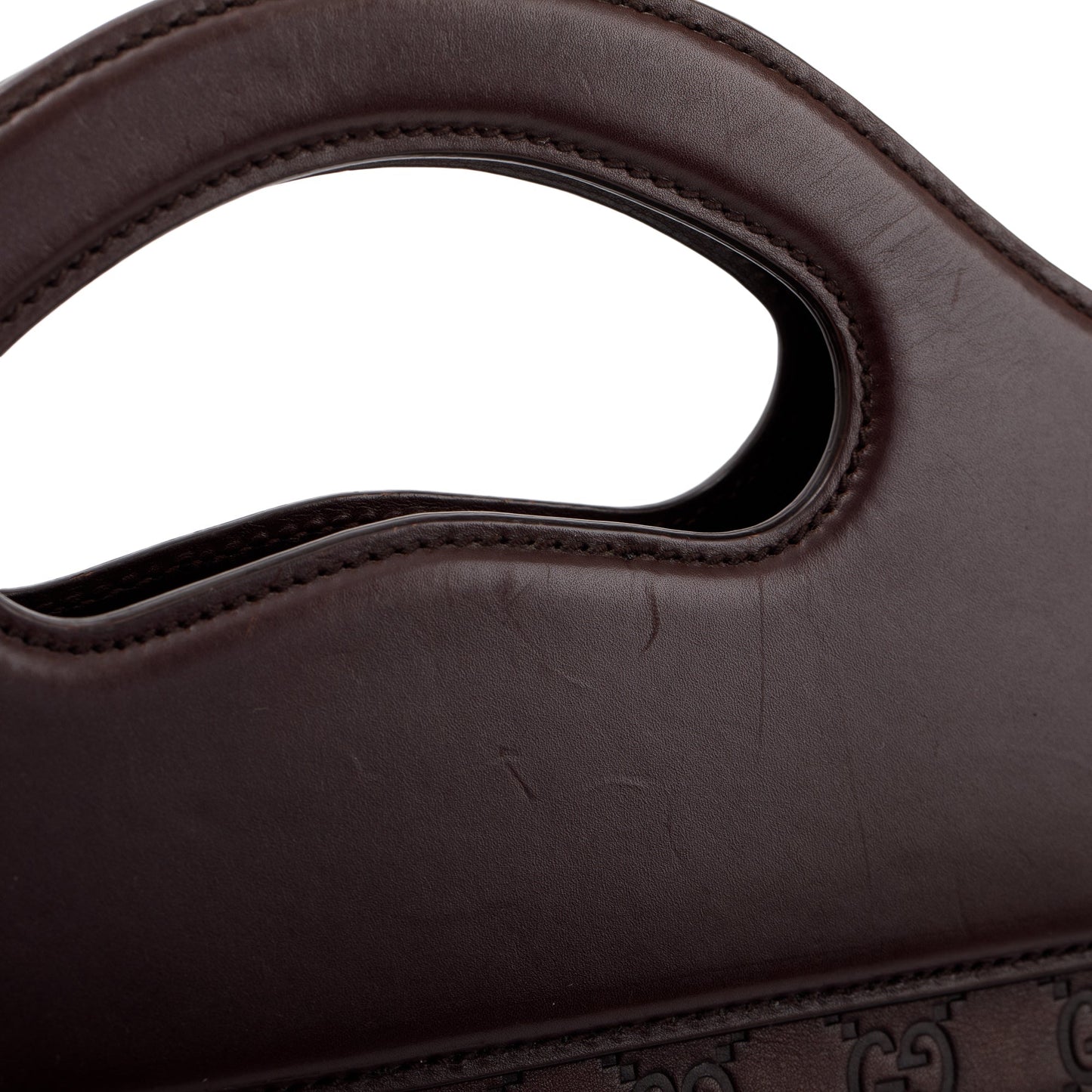 Gucci Burgundy Signature Leather Large Punch Top Handle Tote