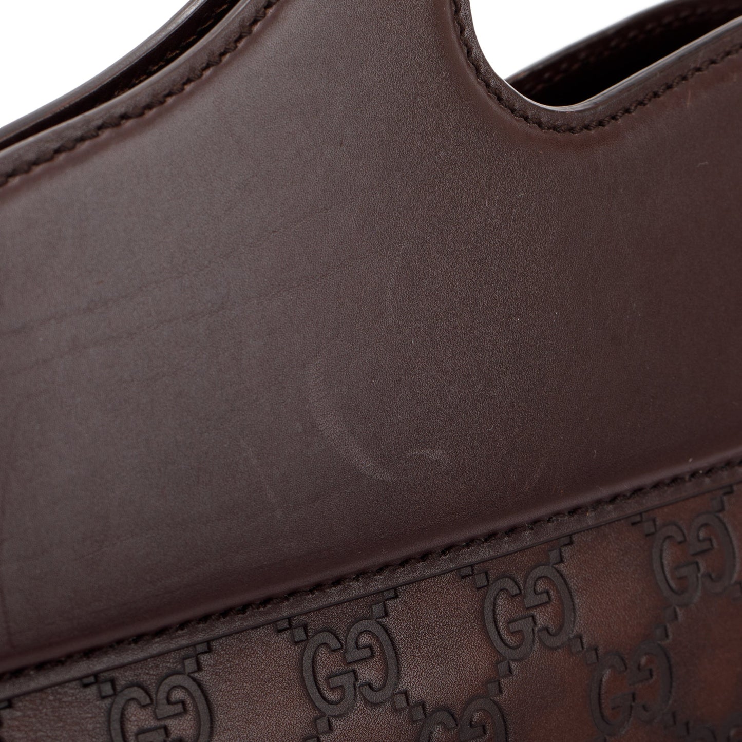 Gucci Burgundy Signature Leather Large Punch Top Handle Tote