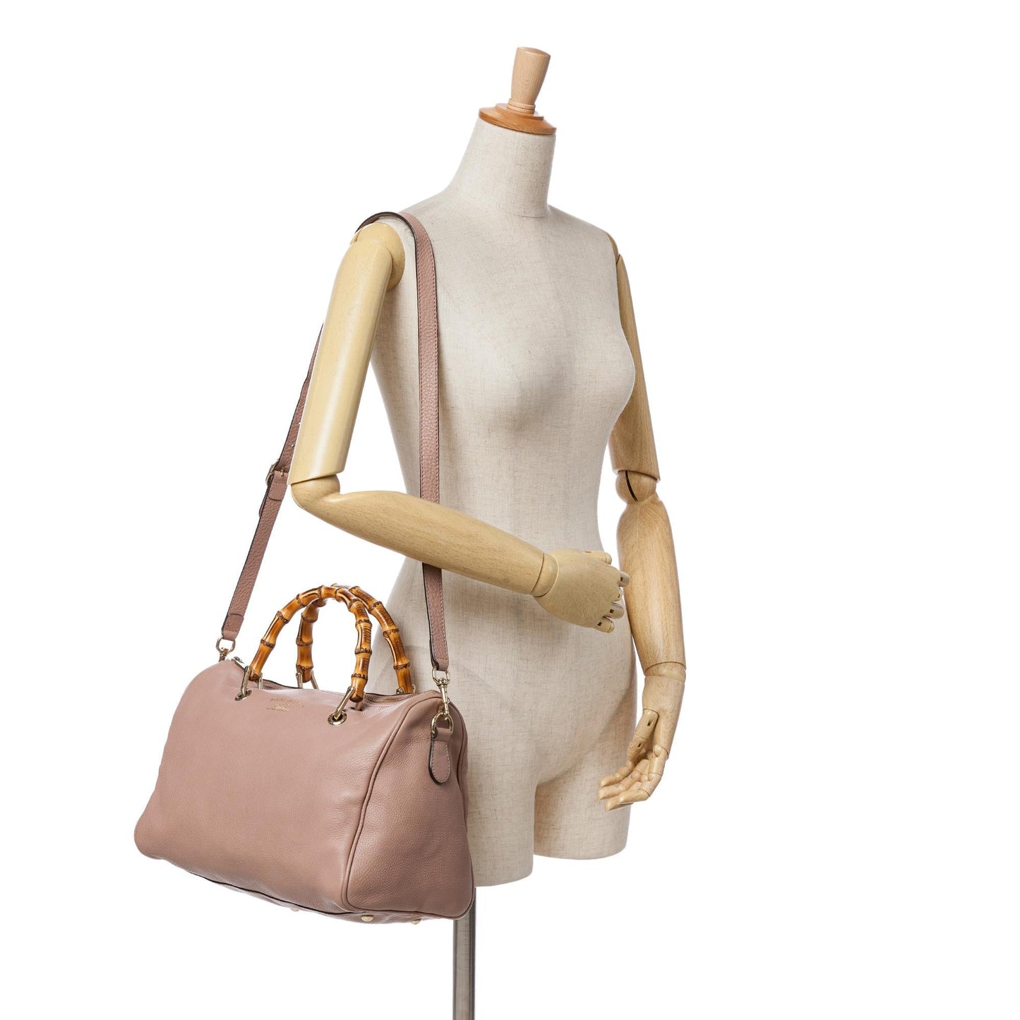 Gucci Calfskin Bamboo Shopper Boston Bag