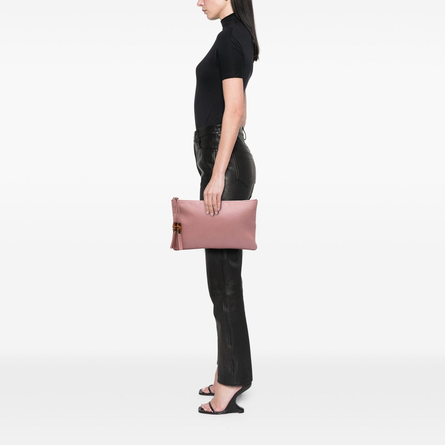 Gucci Calfskin Bamboo Tassel Clutch