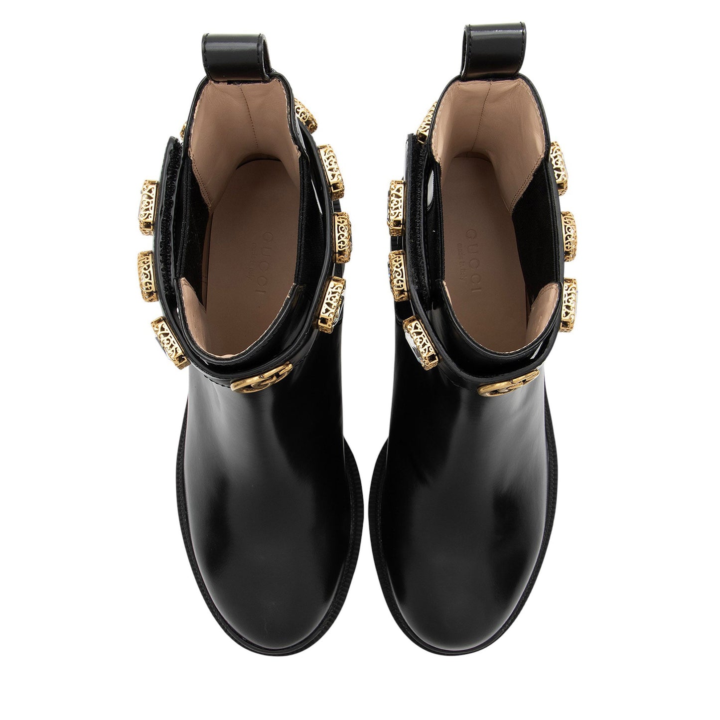 Gucci Calfskin Crystal Trip Chelsea Boots - Size 7.5 / 37.5