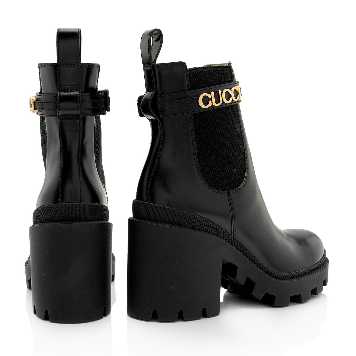 Gucci Calfskin Logo Trip Platform Boots - Size 7.5 / 37.5 (SHF-VfOKBg)