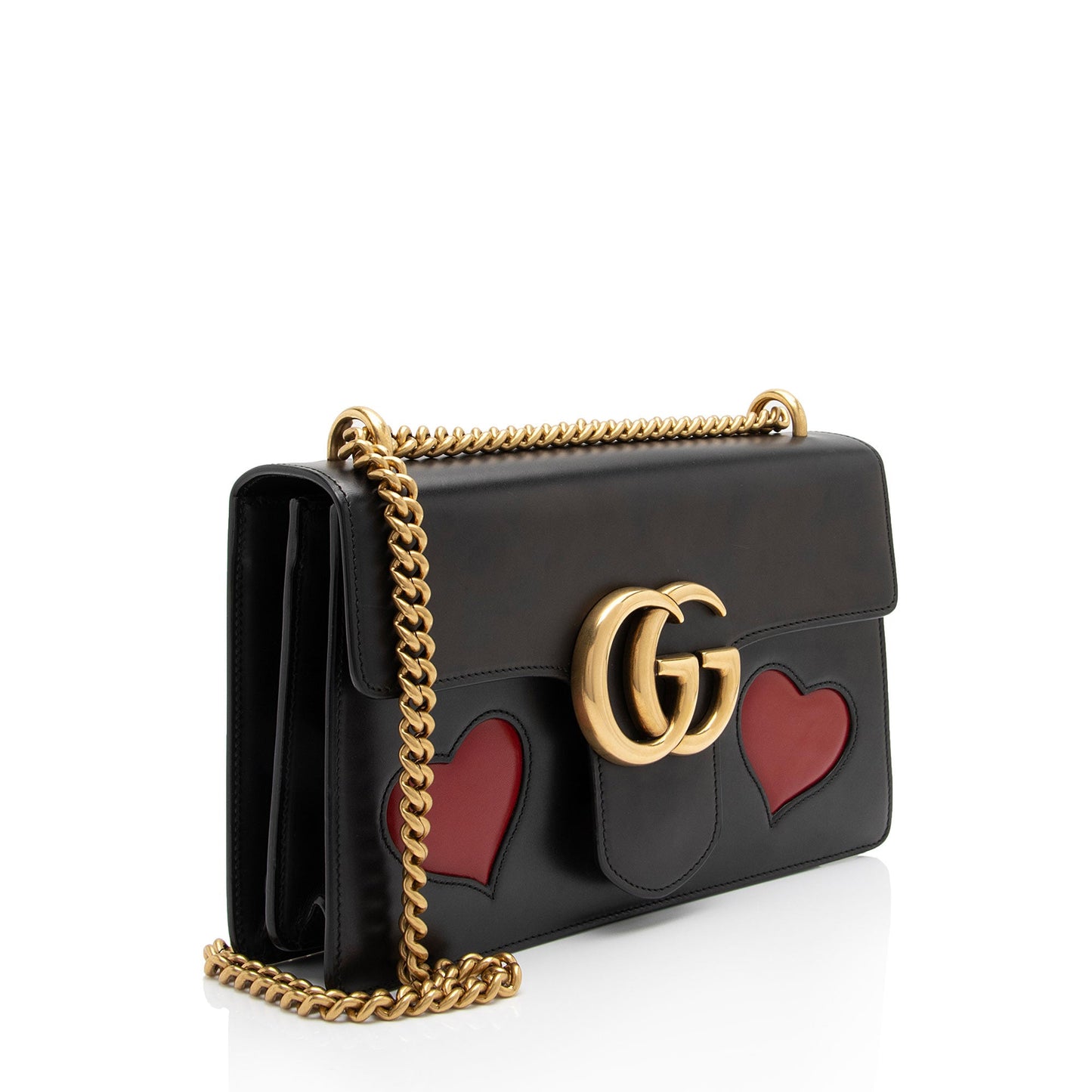 Gucci Calfskin Malaga Kid Heart GG Marmont Medium Flap Bag