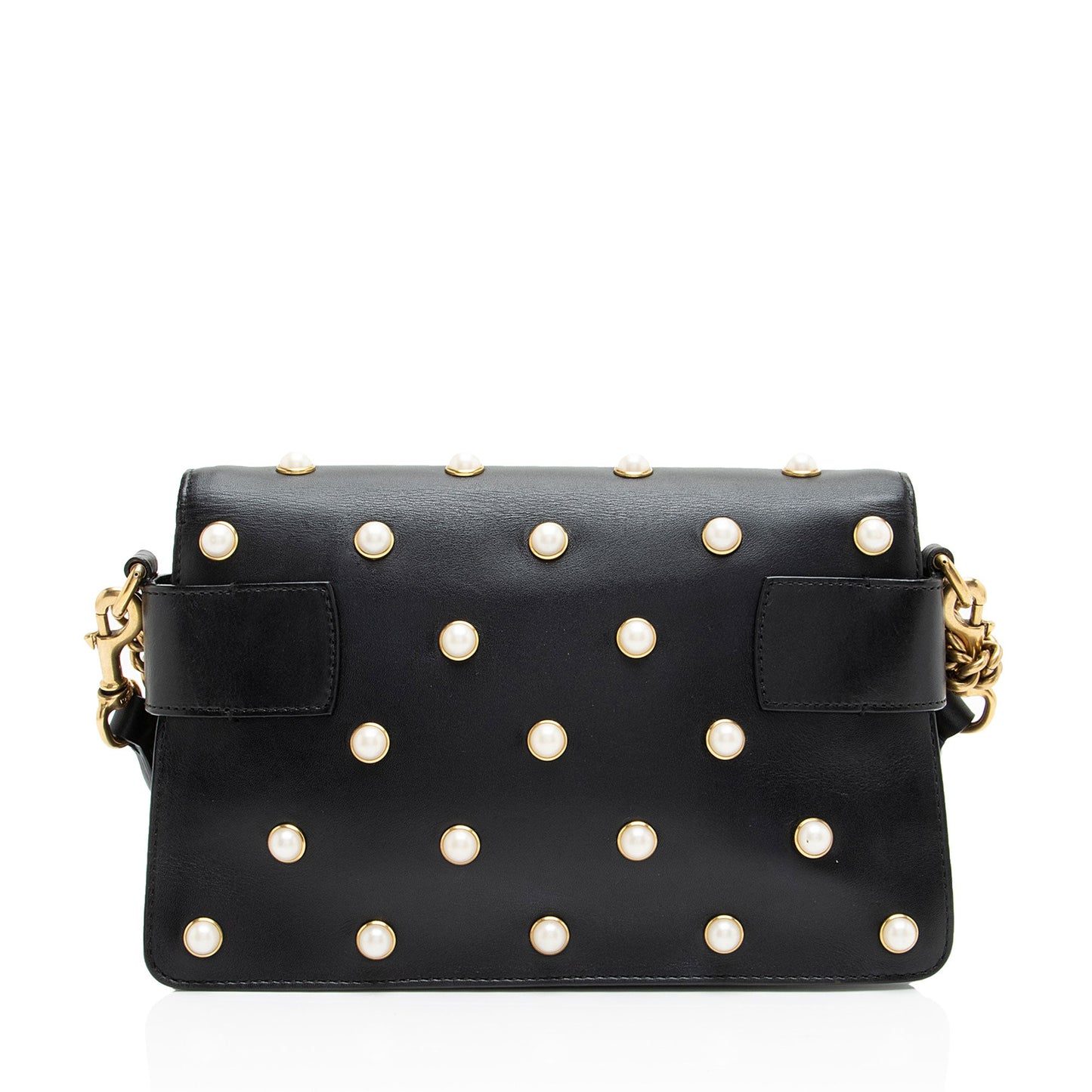 Gucci Calfskin Pearl Bee Broadway Mini Shoulder Bag