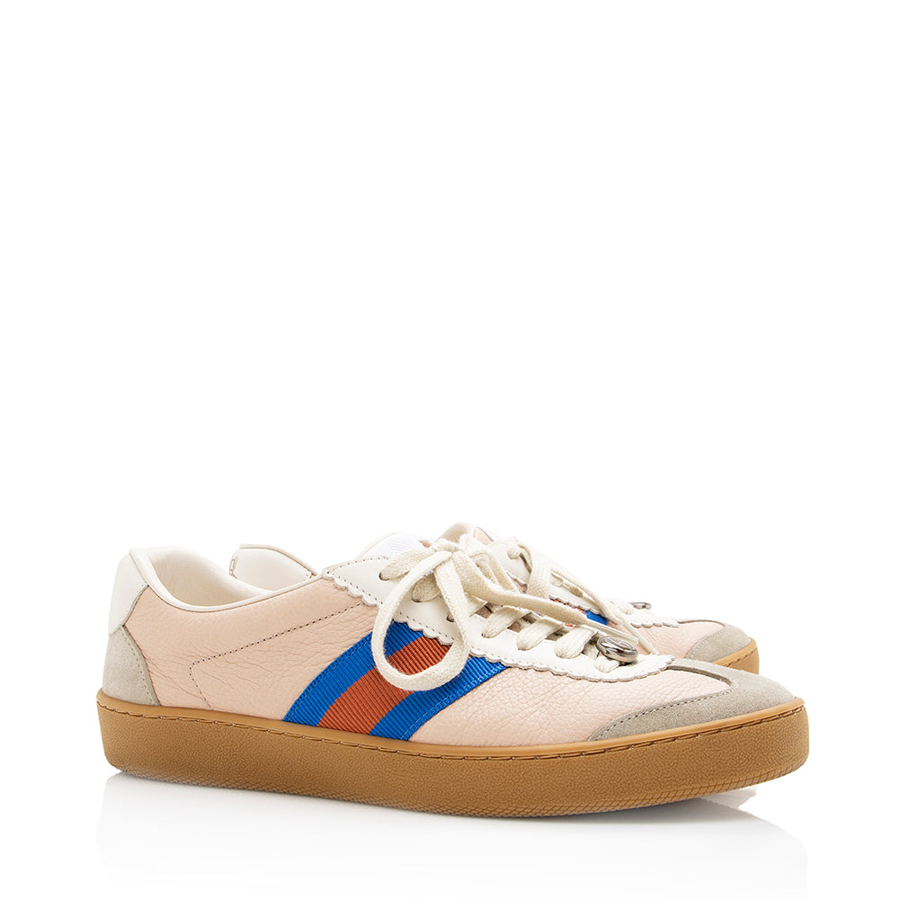 Gucci Calfskin Retro Web Low Top Sneakers - Size 8.5 / 38.5 (SHF-18617)