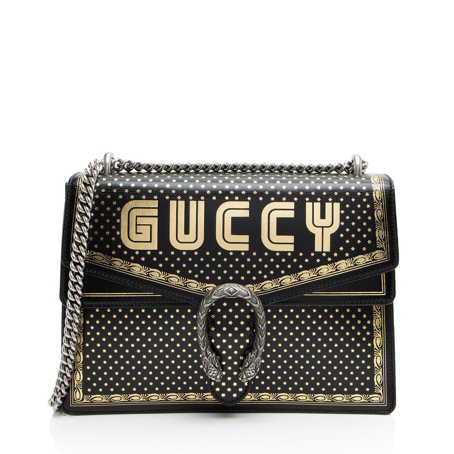 Gucci Calfskin Star Print Guccy Dionysus Large Shoulder Bag