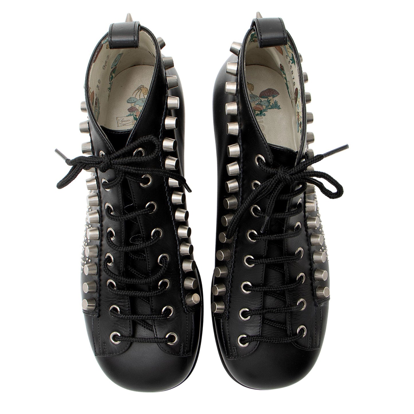 Gucci Calfskin Studded Jakarta Brogue Ankle Boots - Size 8 / 38
