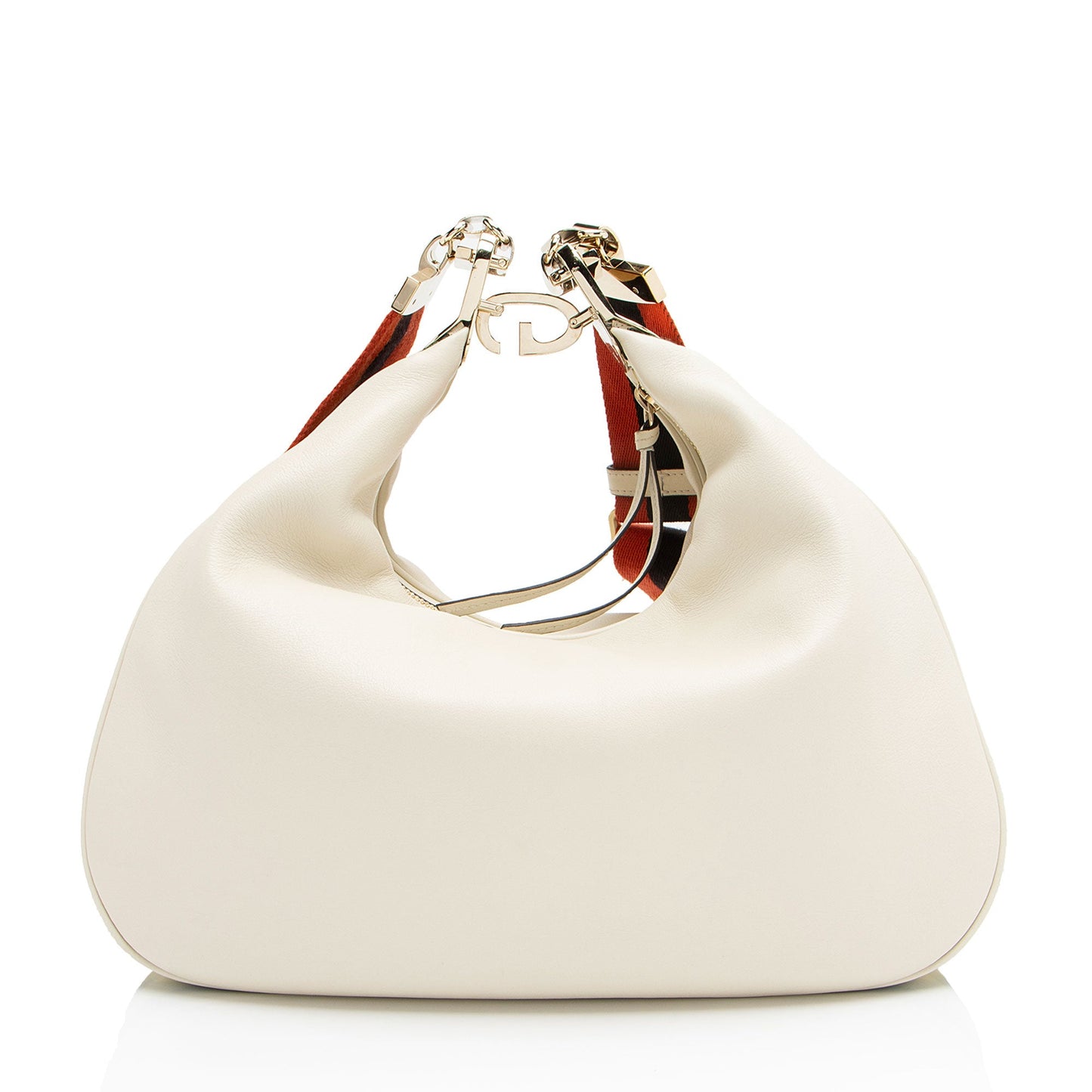 Gucci Calfskin Web Attache Large Shoulder Bag