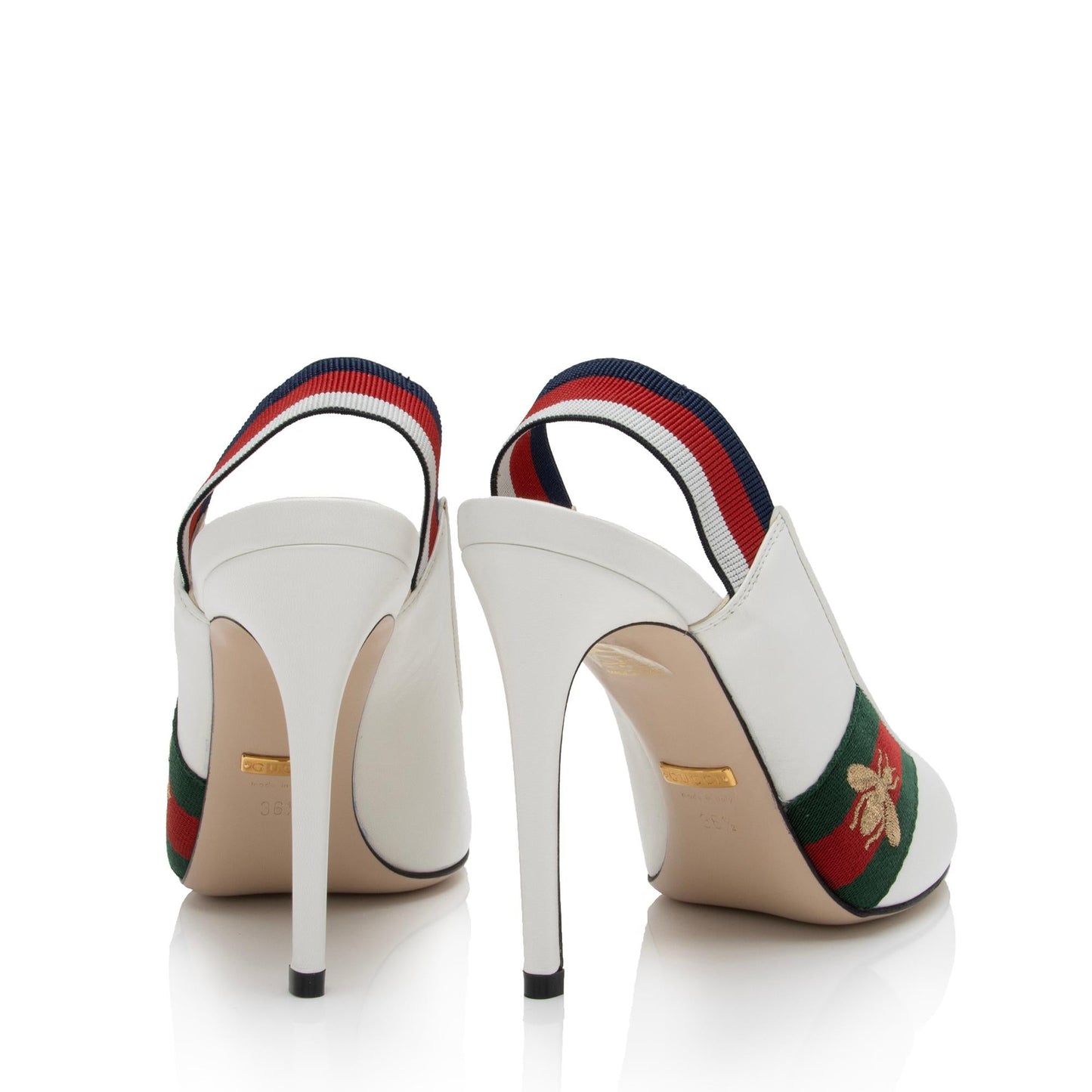 Gucci Calfskin Web Bee Sylvie Slingback Pumps - Size 6.5 / 36.5 (SHF-hhqF0r)