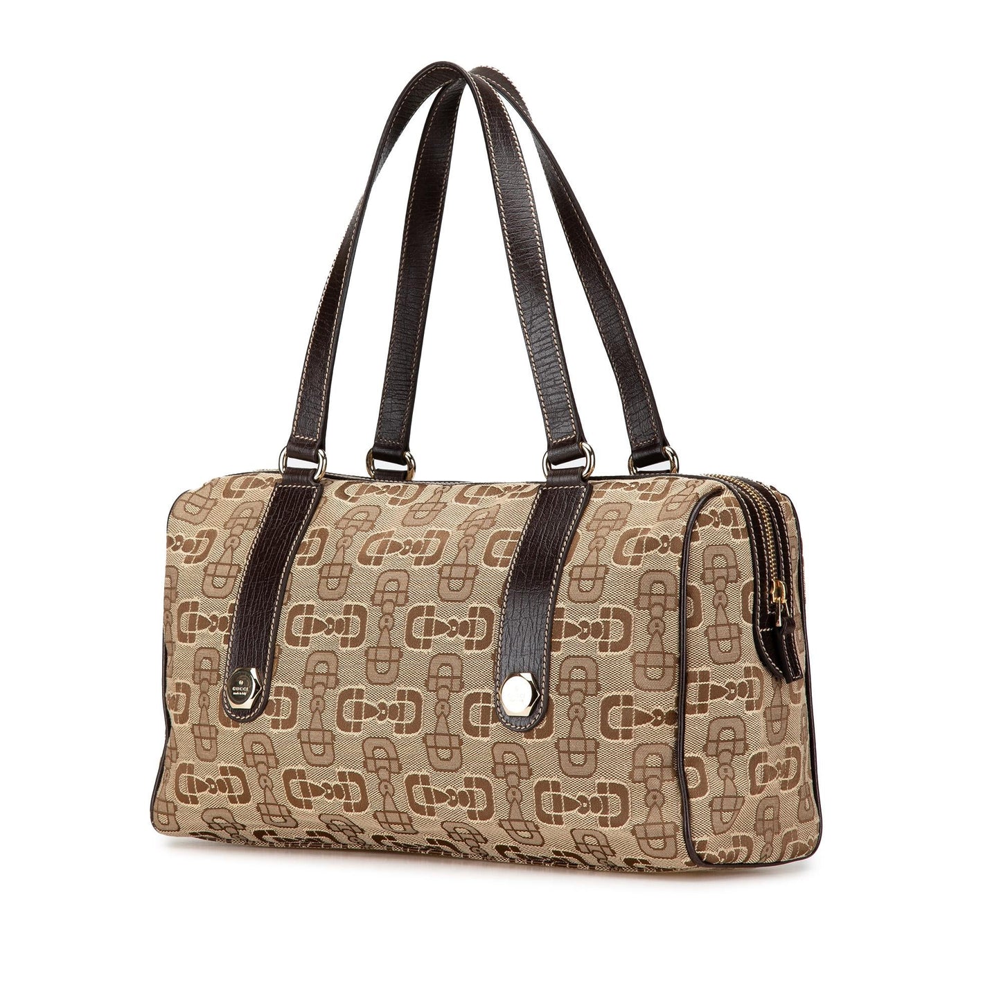 Gucci Canvas Horsebit Charmy Boston Bag