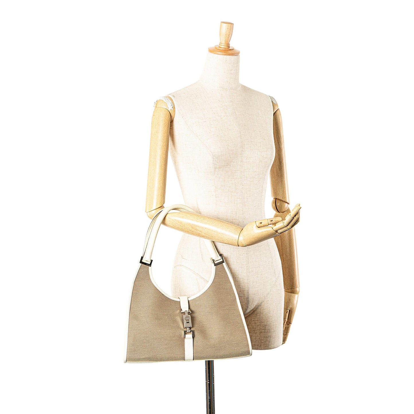 Gucci Canvas Jackie Bardot Shoulder Bag