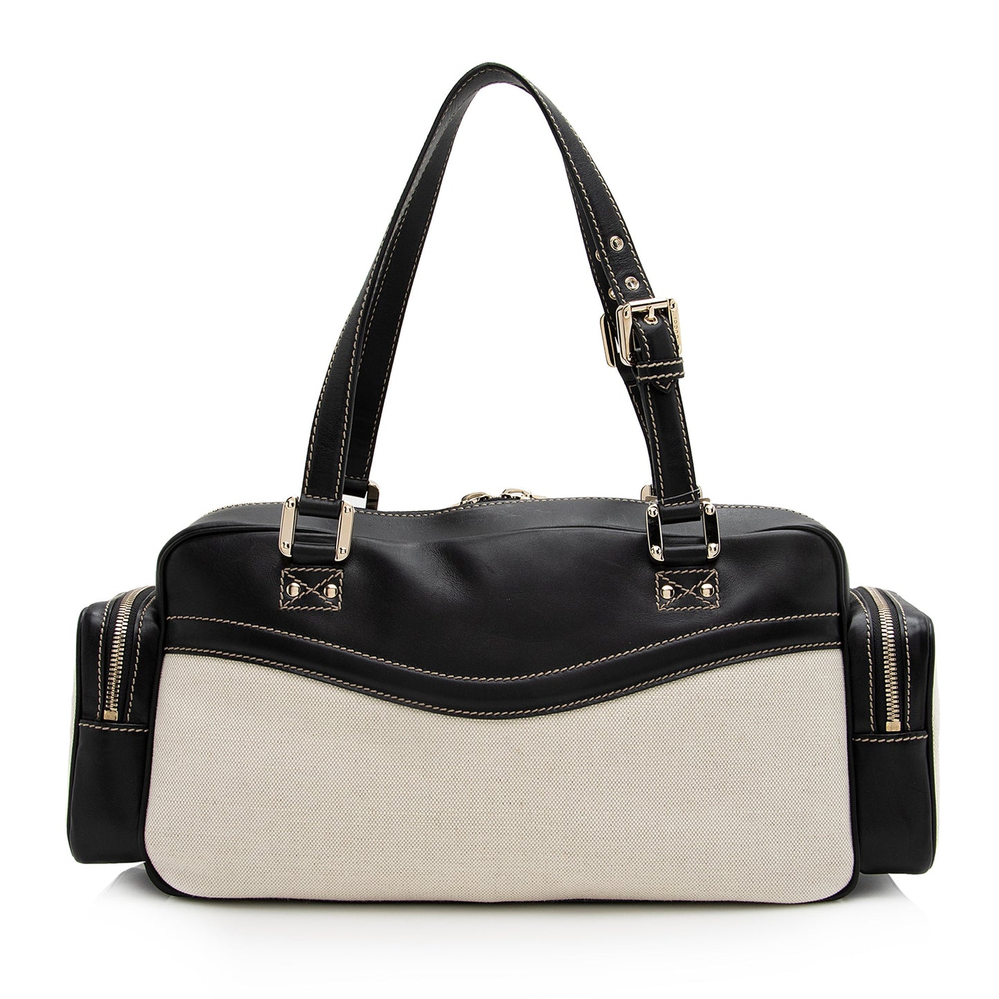 Gucci Canvas Leather East West Multi-Pocket Satchel (SHF-22759)