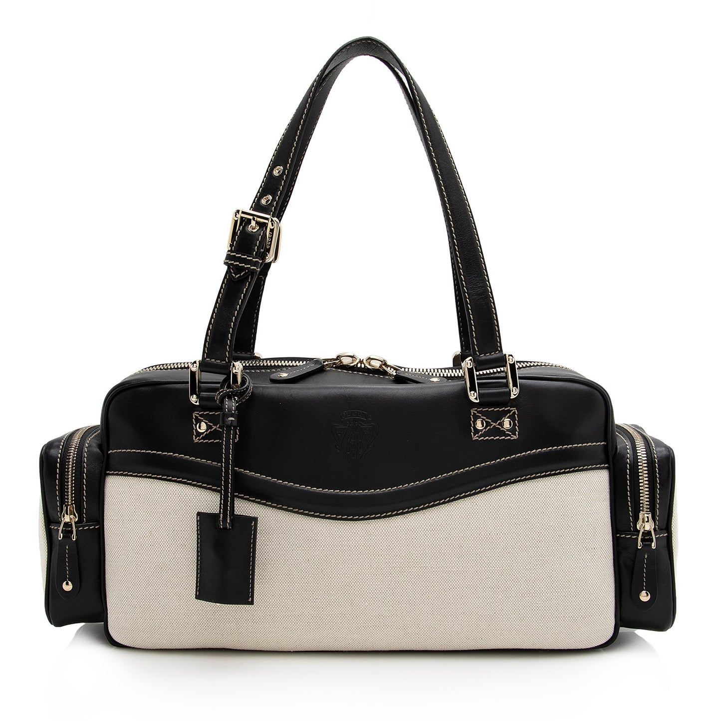 Gucci Canvas Leather East West Multi-Pocket Satchel (SHF-22759)