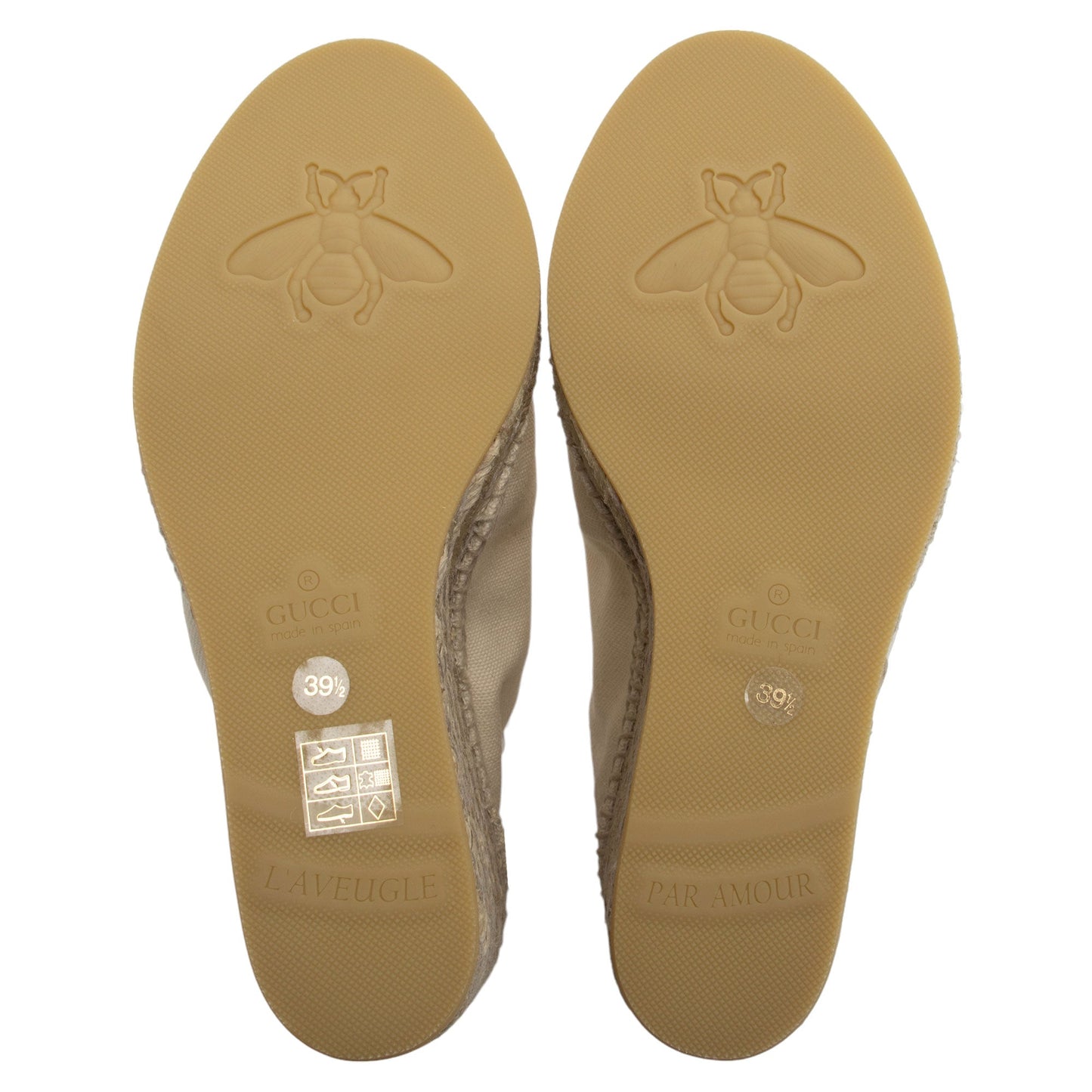 Gucci Canvas Logo Wedge Espadrilles - Size 9.5 / 39.5 (SHF-iPC3To)