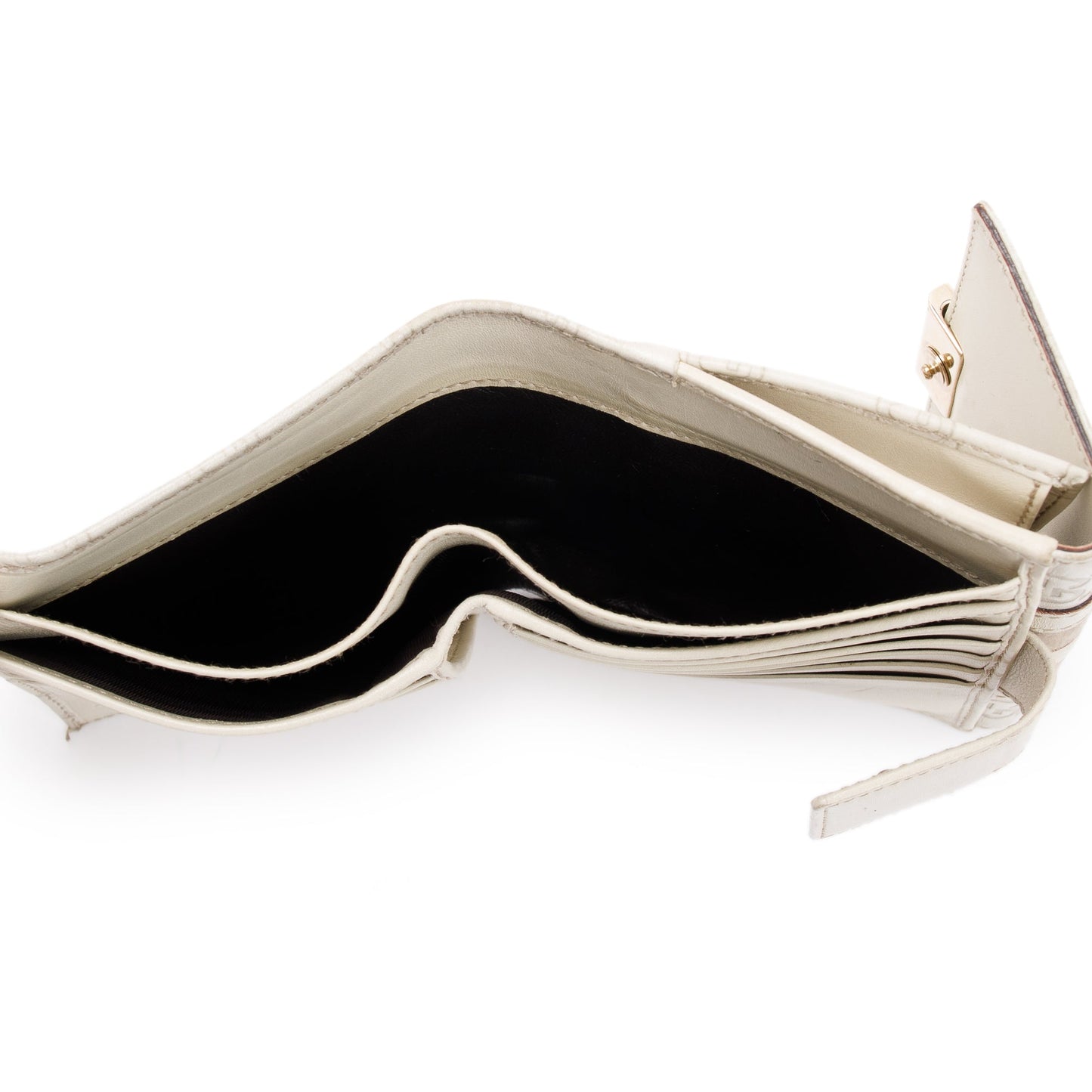 Gucci Creme Signature Leather & Suede Flap Wallet