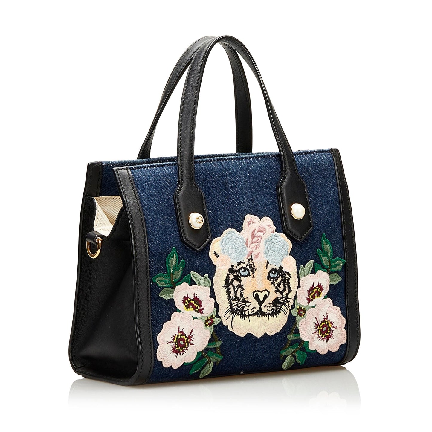 Gucci Denim Tiger Pearl Tote (SHG-35954)