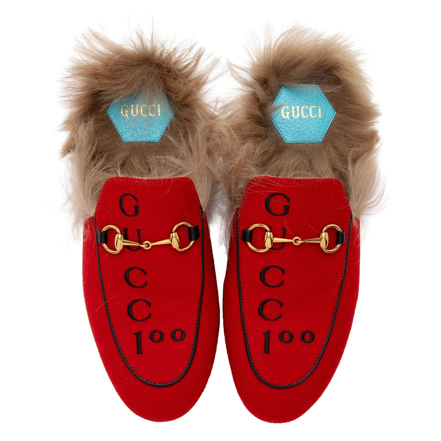 Gucci Felt Fur Gucci 100 Princetown Slippers - Size 8.5 / 38.5 (SHF-9E2dap)