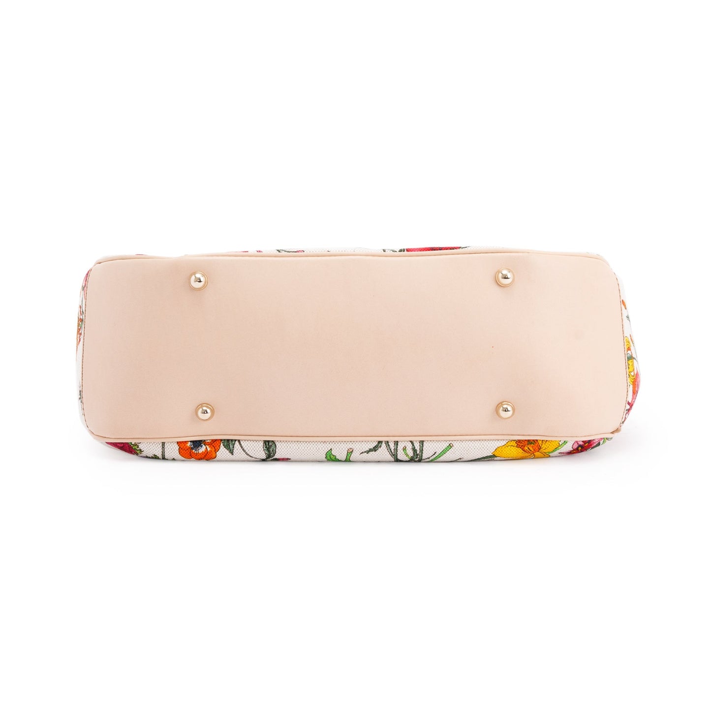Gucci Floral Canvas Nailhead Bamboo Hobo Bag