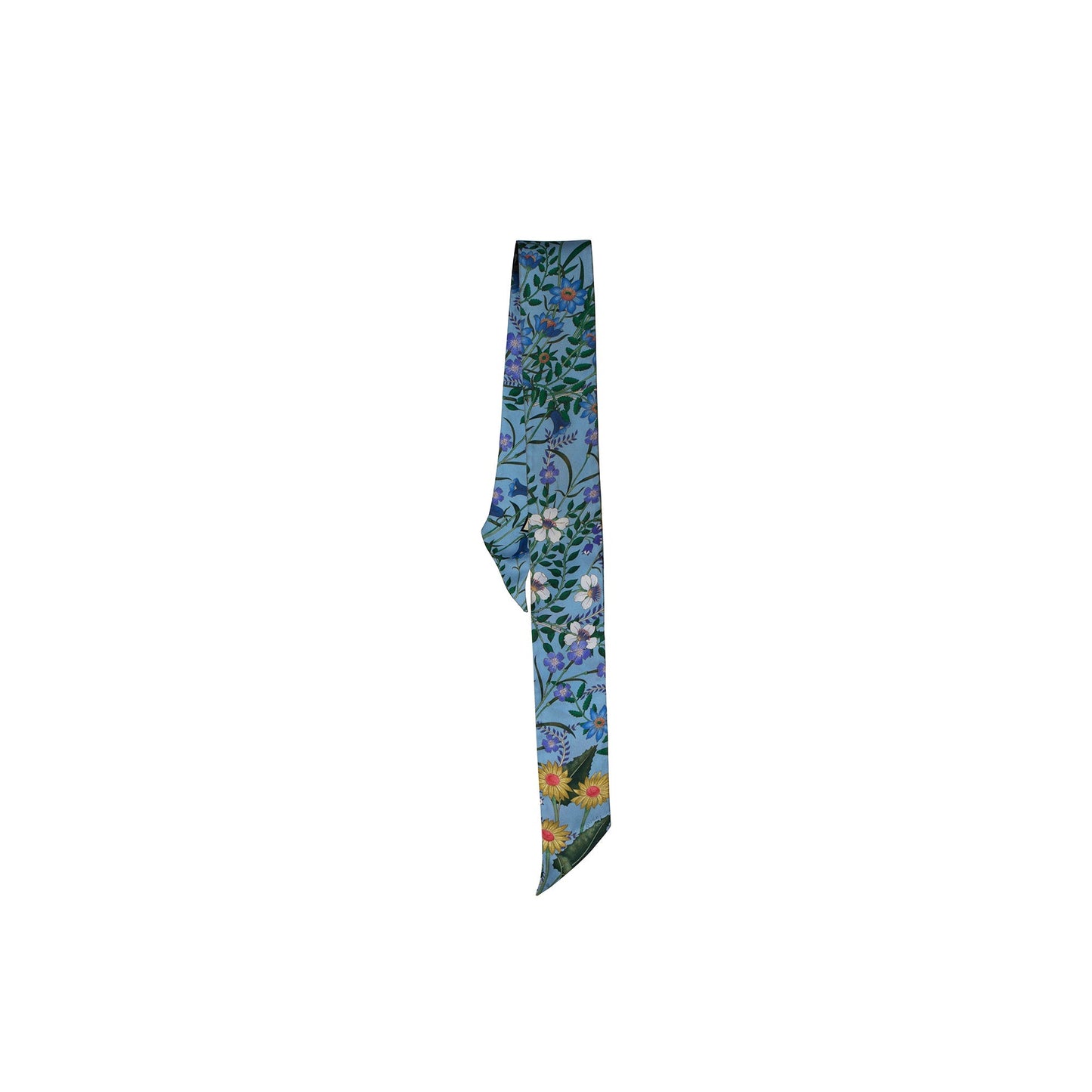 Gucci Floral Print Silk Twill Neck Bow