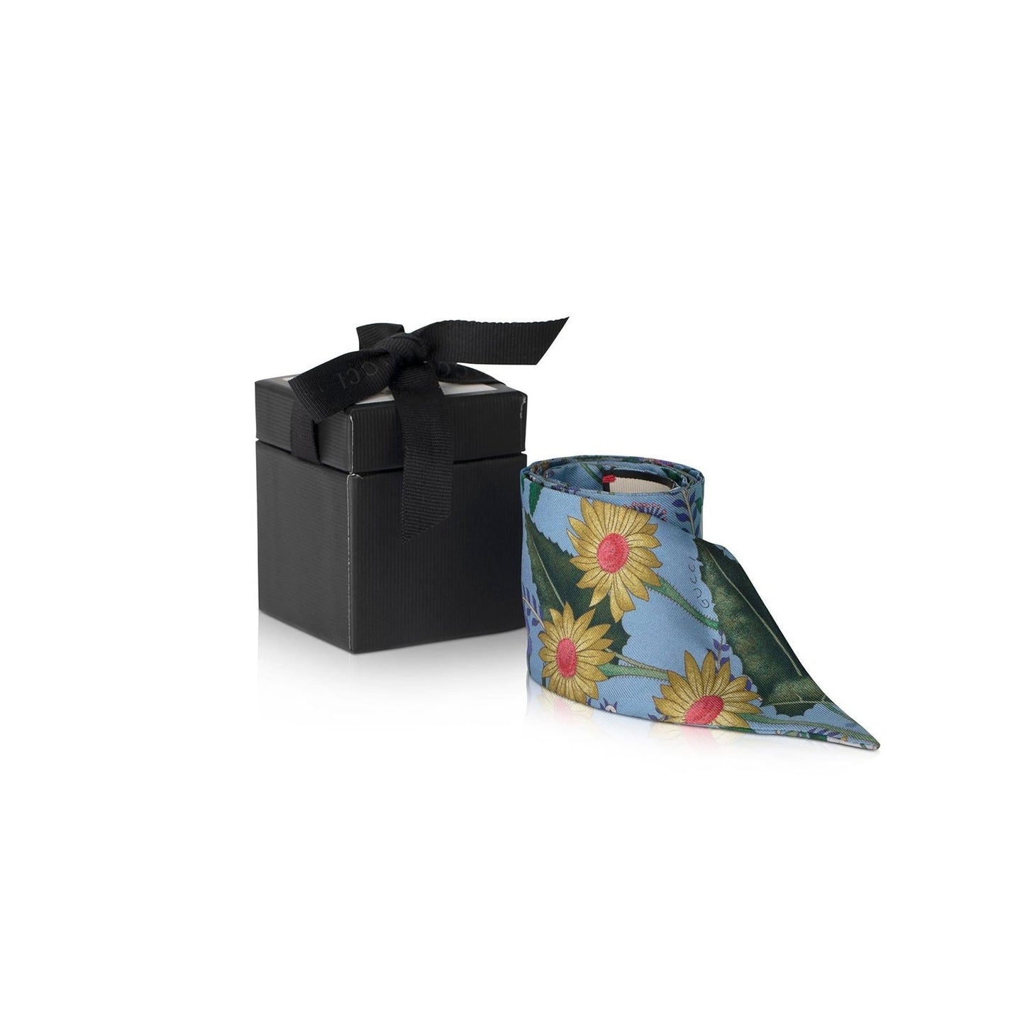 Gucci Floral Print Silk Twill Neck Bow