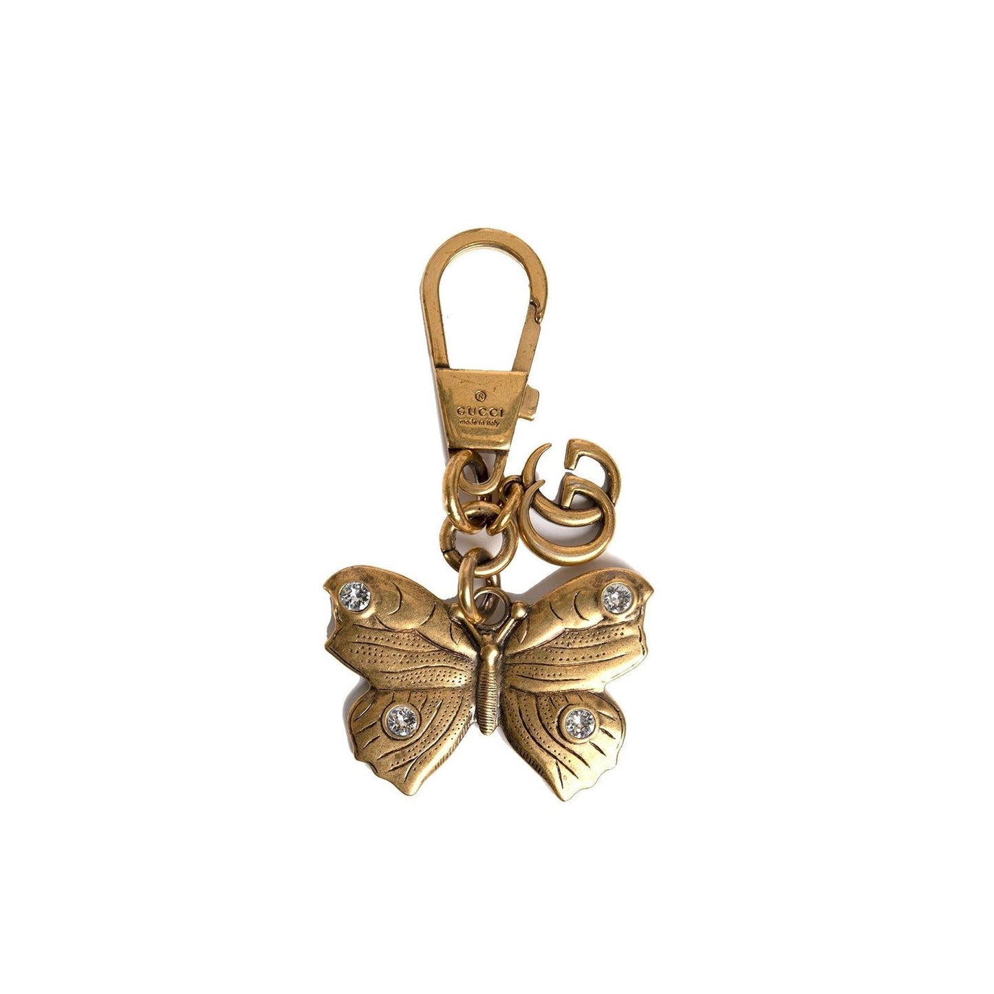 Gucci GG Butterfly Rhinestone Key Chain