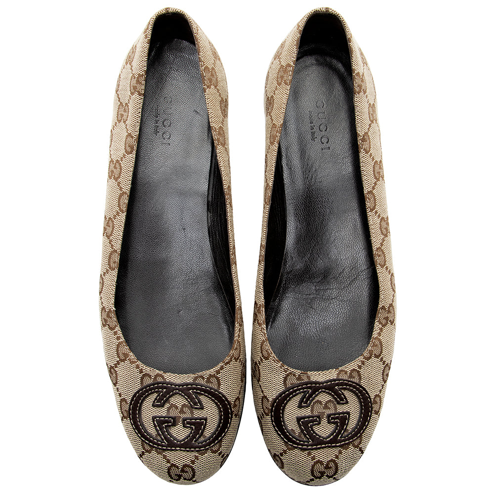 Gucci GG Canvas Ballet Flats - Size 8 / 38 (SHF-19280)