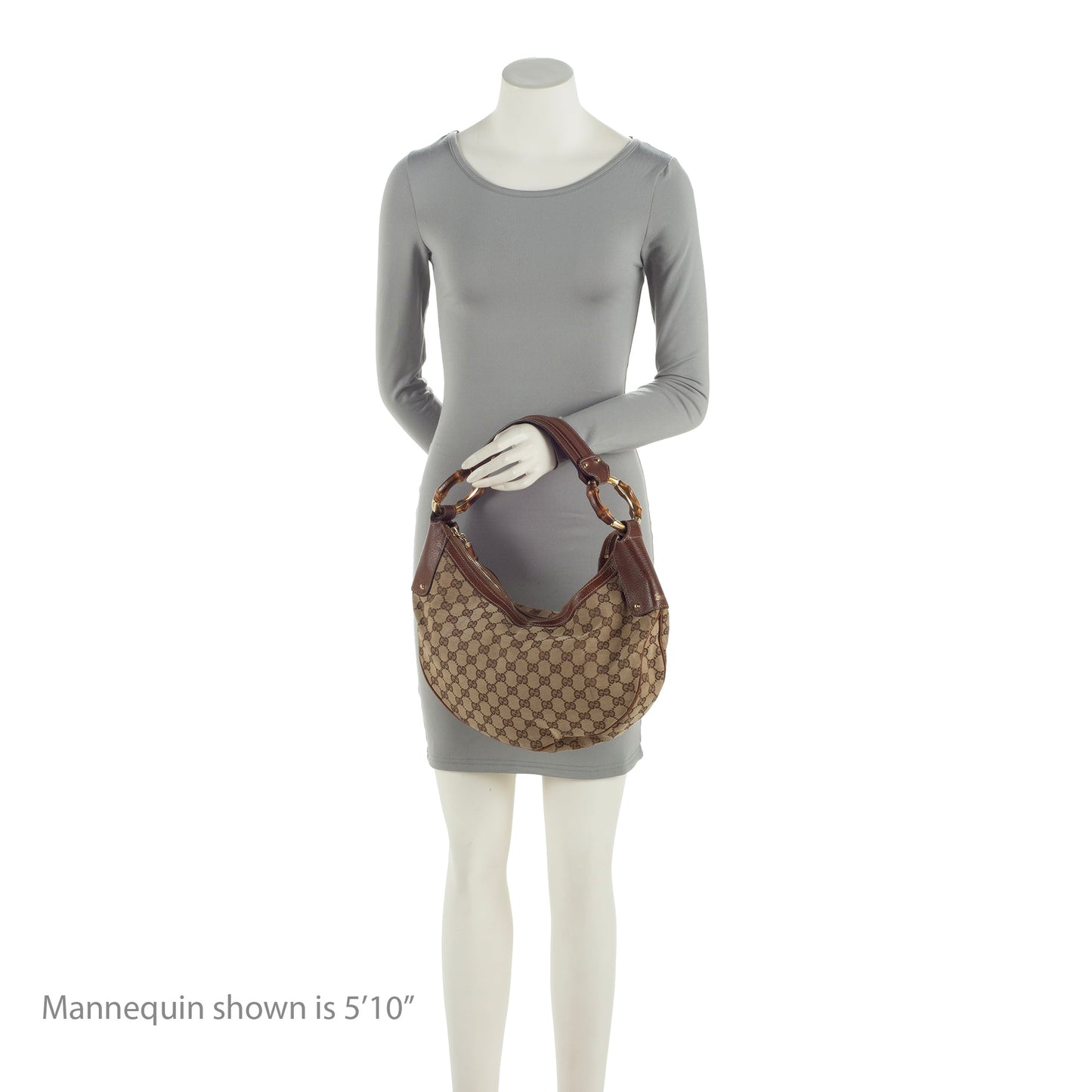 Gucci GG Canvas Bamboo Half Moon Medium Hobo (SHF-23738)