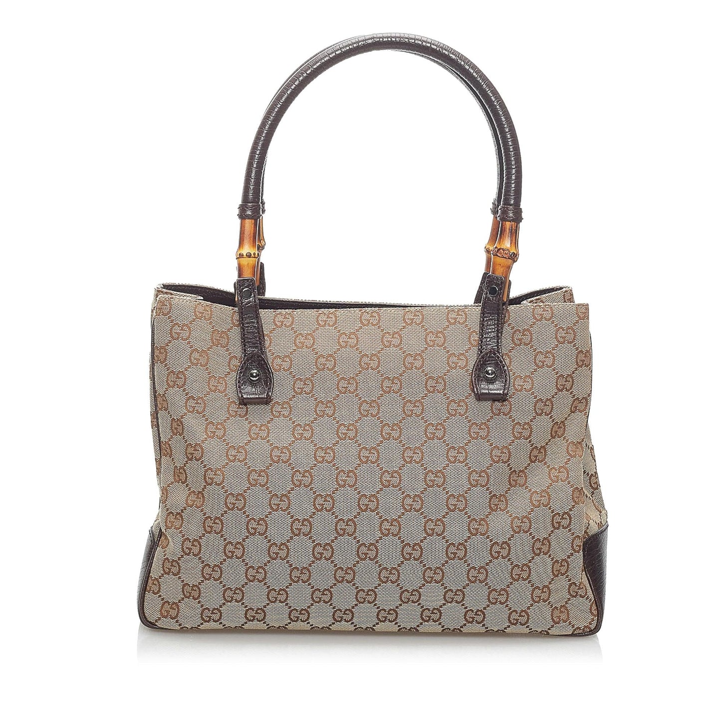 Gucci GG Canvas Bamboo Handbag (SHG-34105)
