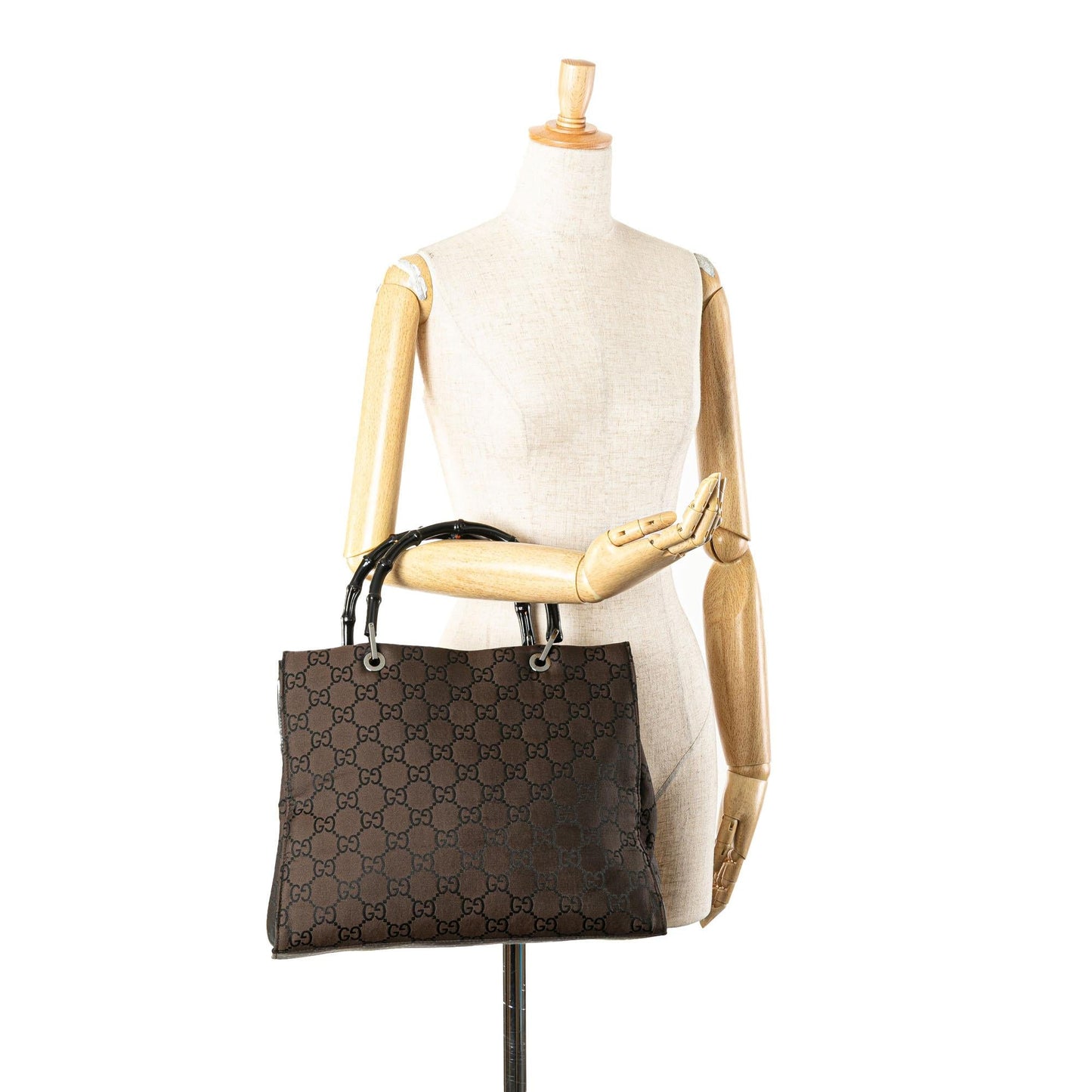 Gucci GG Canvas Bamboo Handbag