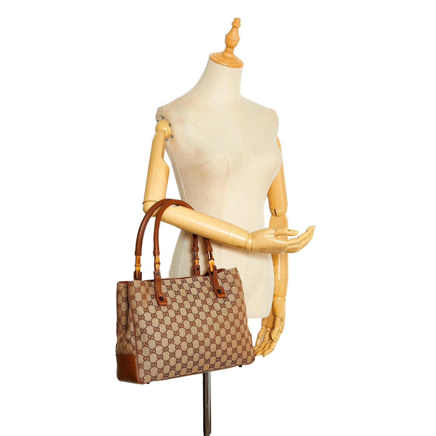Gucci GG Canvas Bamboo Tote (SHG-onnXj3)