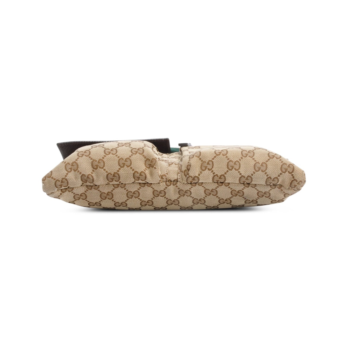 Gucci GG Canvas Brown Leather Trim Double Pocket Belt Bag