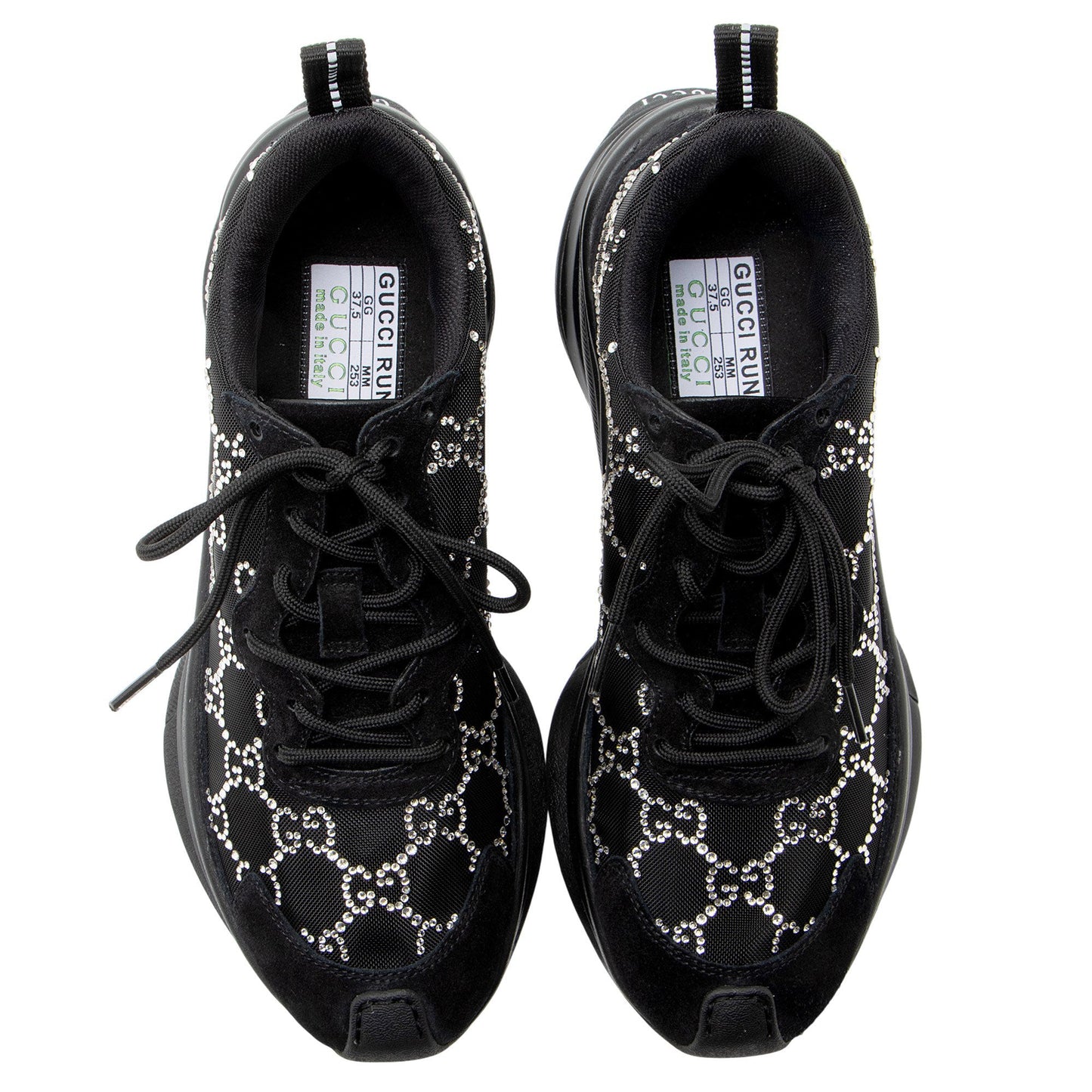 Gucci GG Canvas Crystal Run Sneakers - Size 7.5 / 37.5
