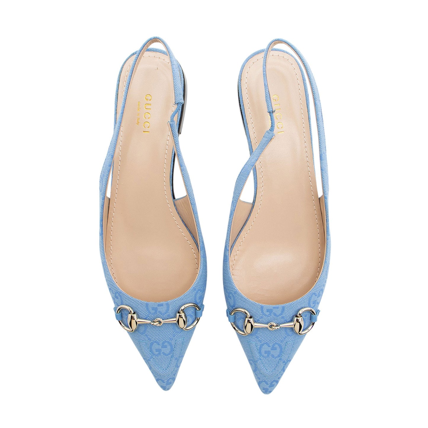Gucci GG Canvas Horsebit Slingback Flats - Size 7.5 / 37.5
