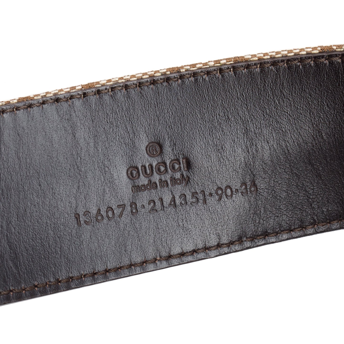 Gucci GG Canvas & Metallic Gold Leather Bamboo Buckle Belt 90 36