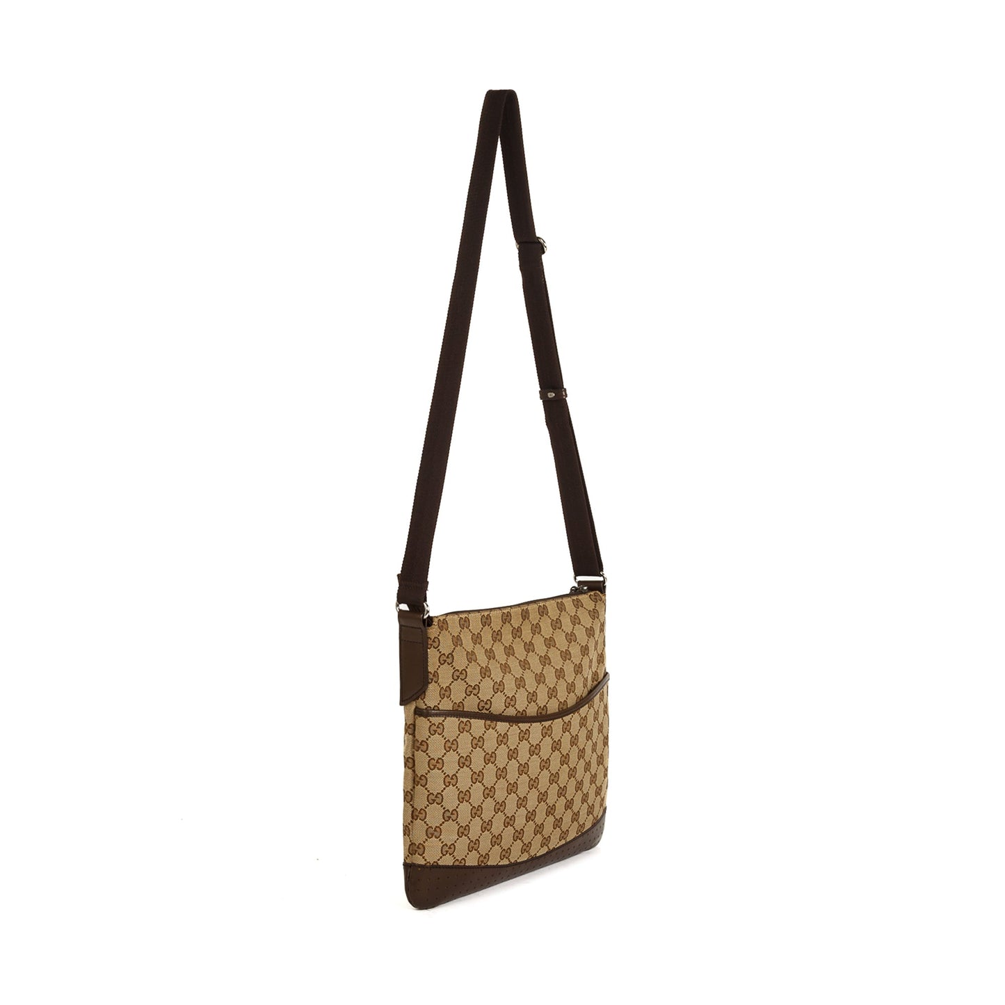 Gucci GG Canvas Perforated Leather Medium Messenger Bag