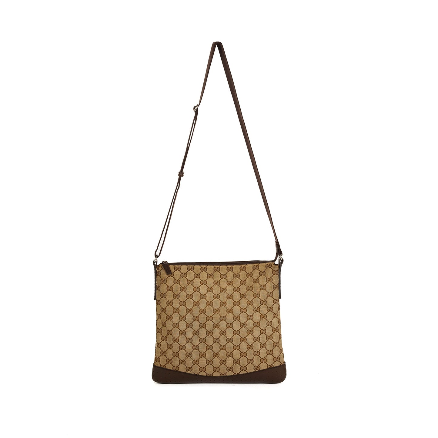 Gucci GG Canvas Perforated Leather Medium Messenger Bag