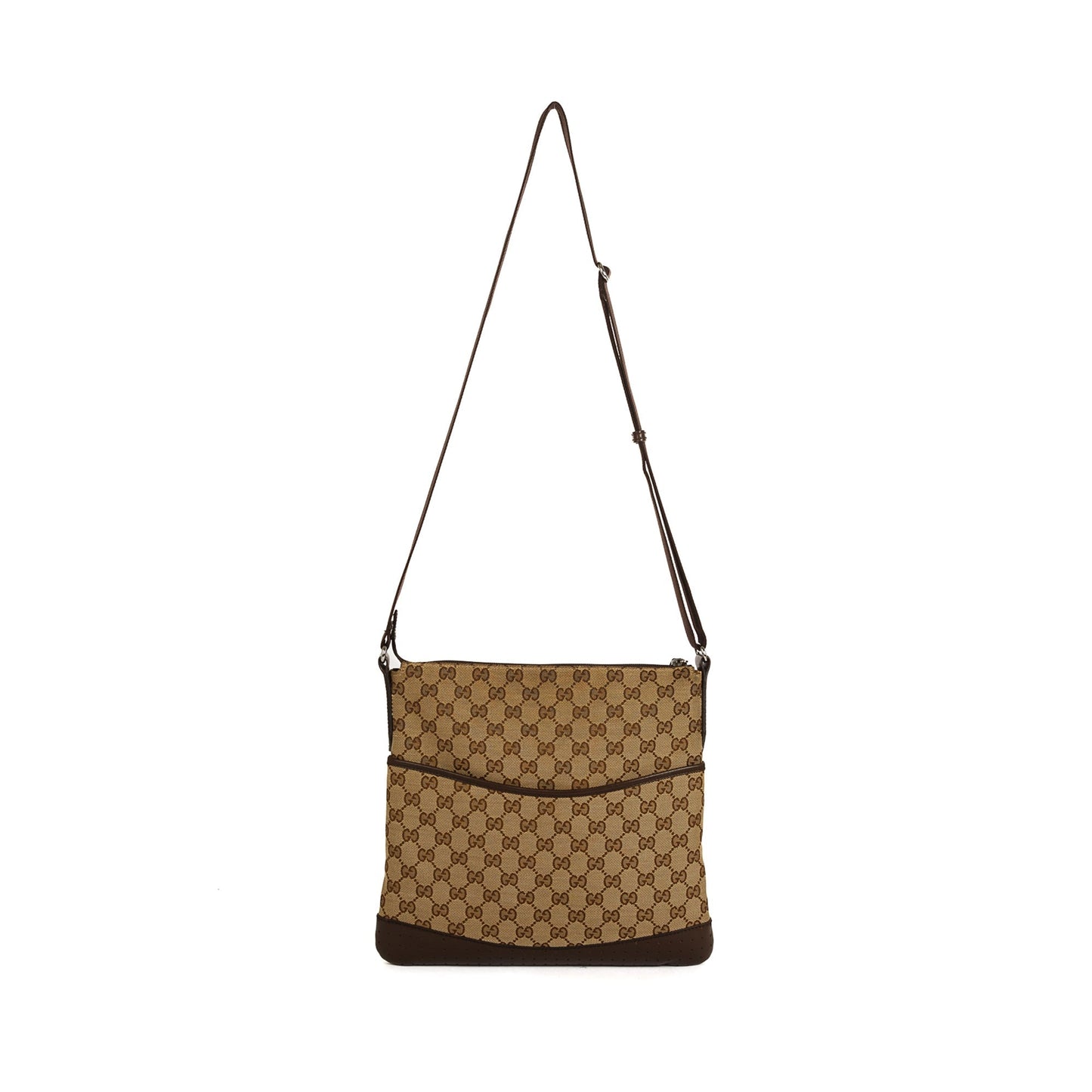 Gucci GG Canvas Perforated Leather Medium Messenger Bag