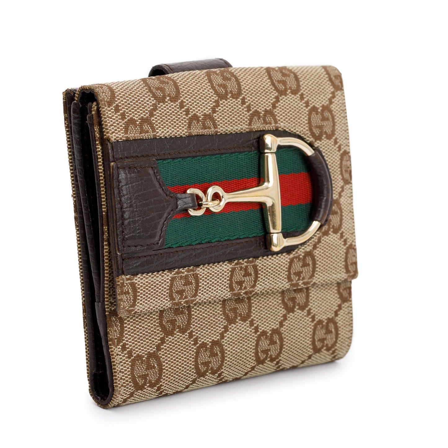 Gucci GG Canvas Vintage Web Horsebit Compact Wallet
