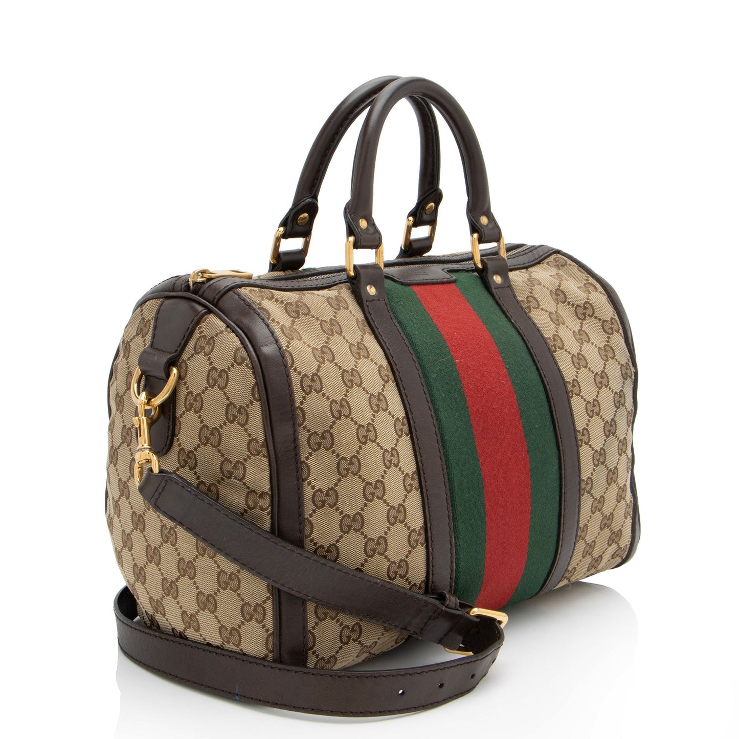 Gucci GG Canvas Vintage Web Joy Medium Boston Bag (SHF-JfdslQ)