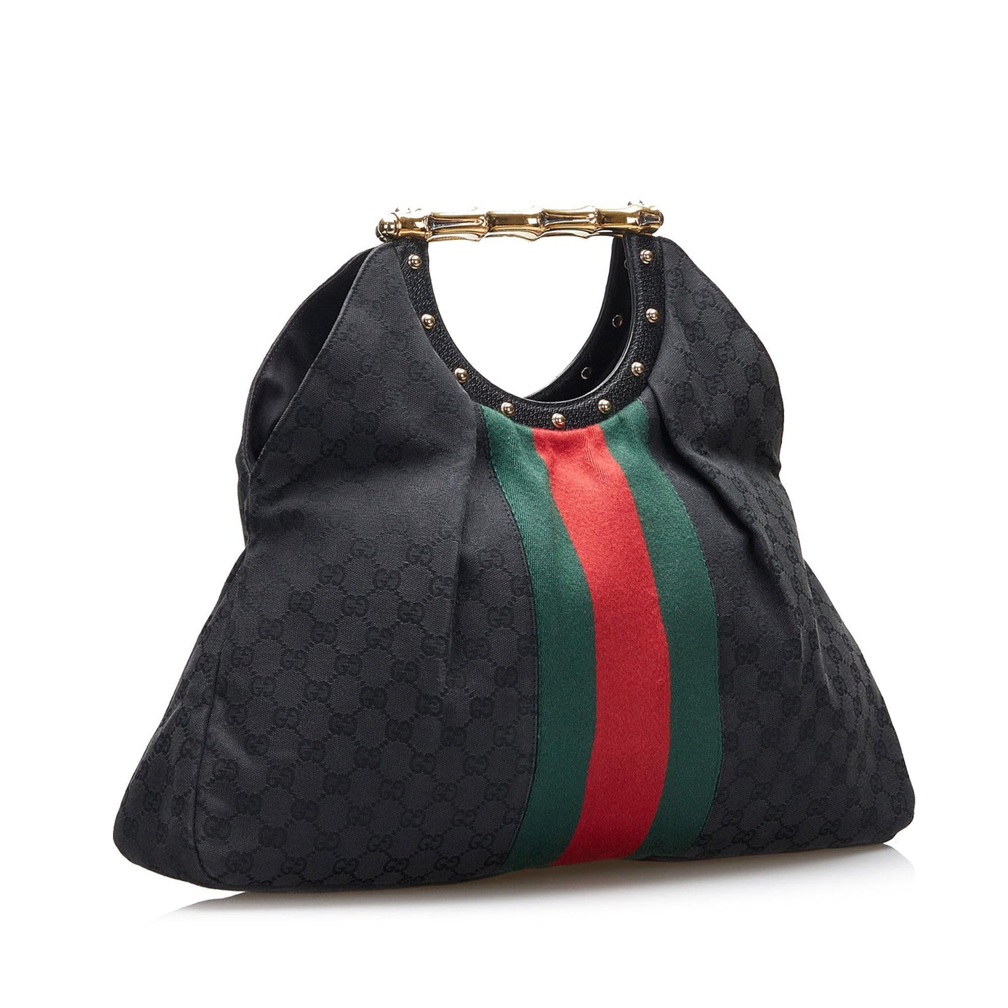 Gucci GG Canvas Web Metal Bamboo Tote (SHG-XlBfM7)