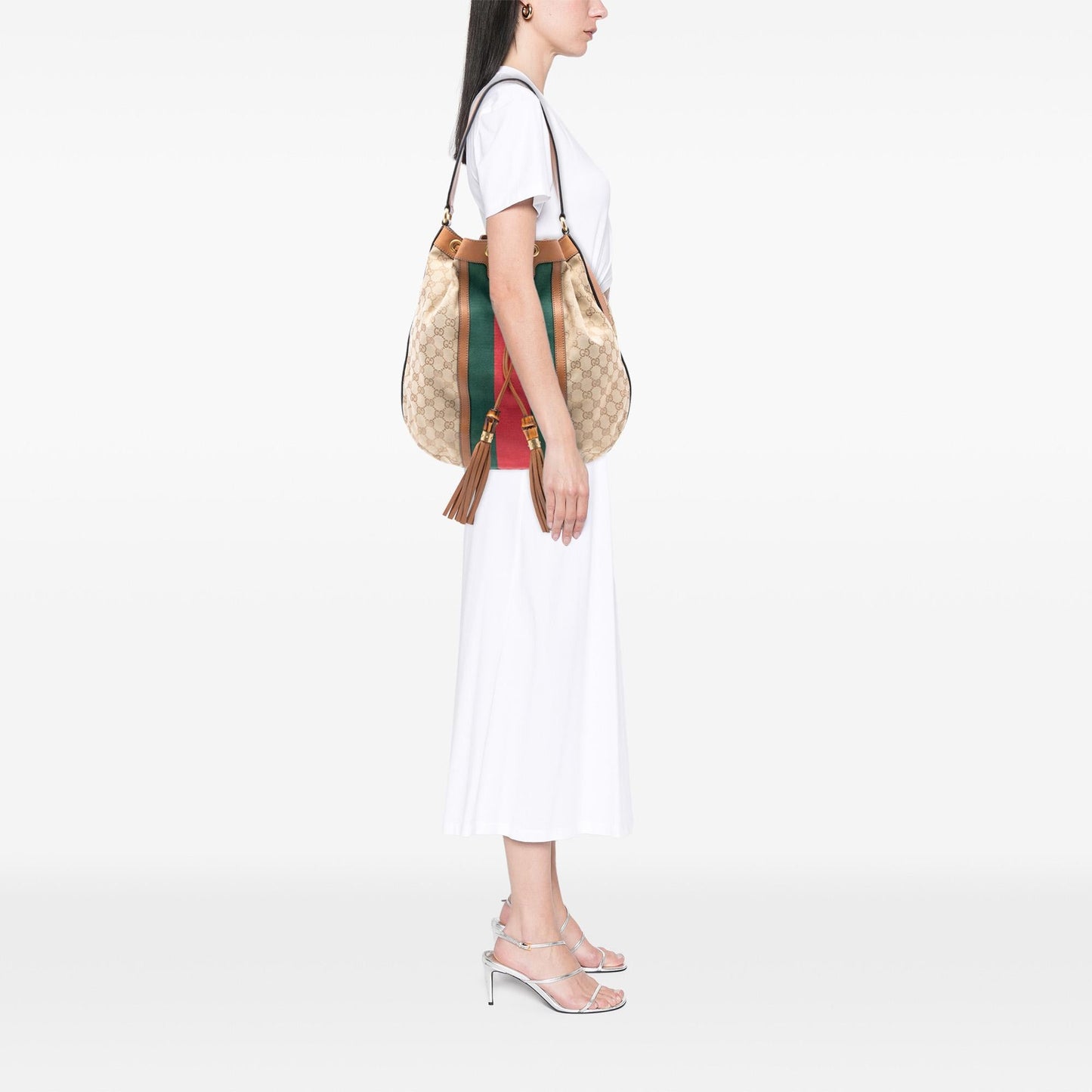 Gucci GG Canvas Web Rania Drawstring Hobo