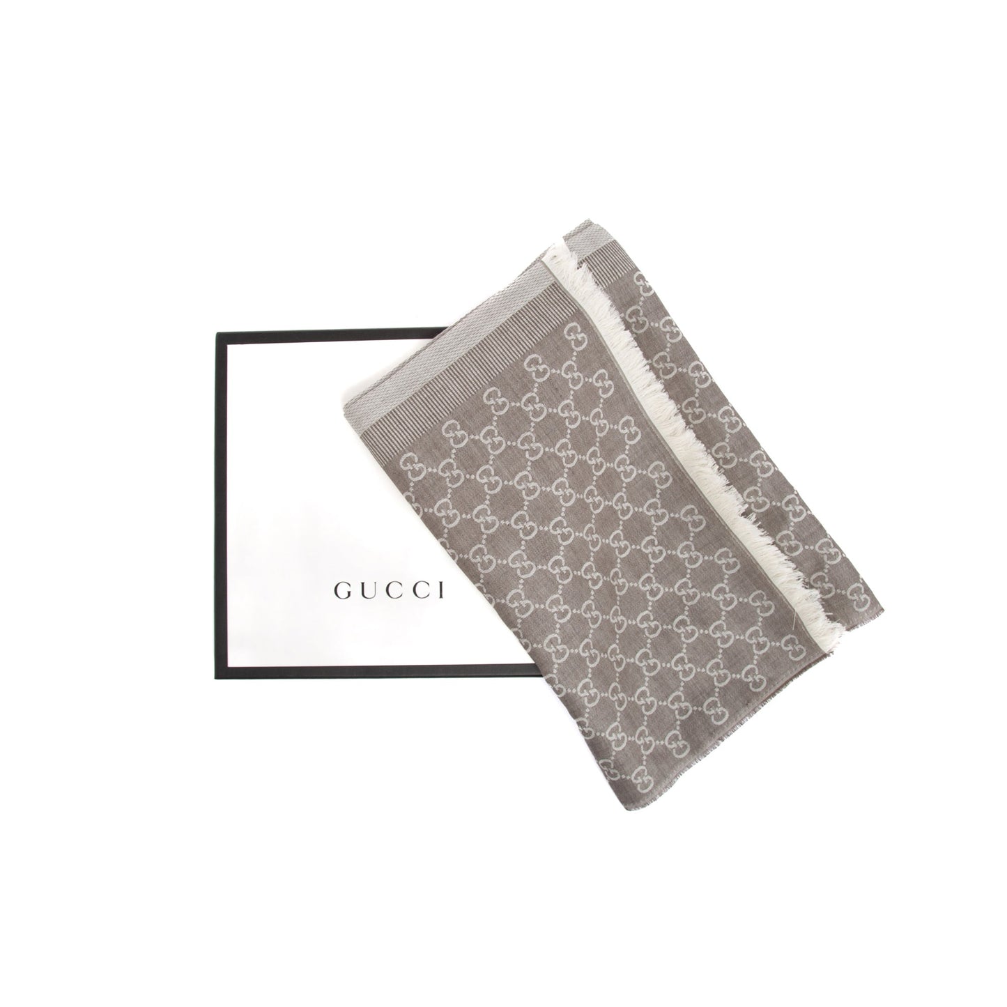 Gucci GG Jacquard Silk Wool Scarf