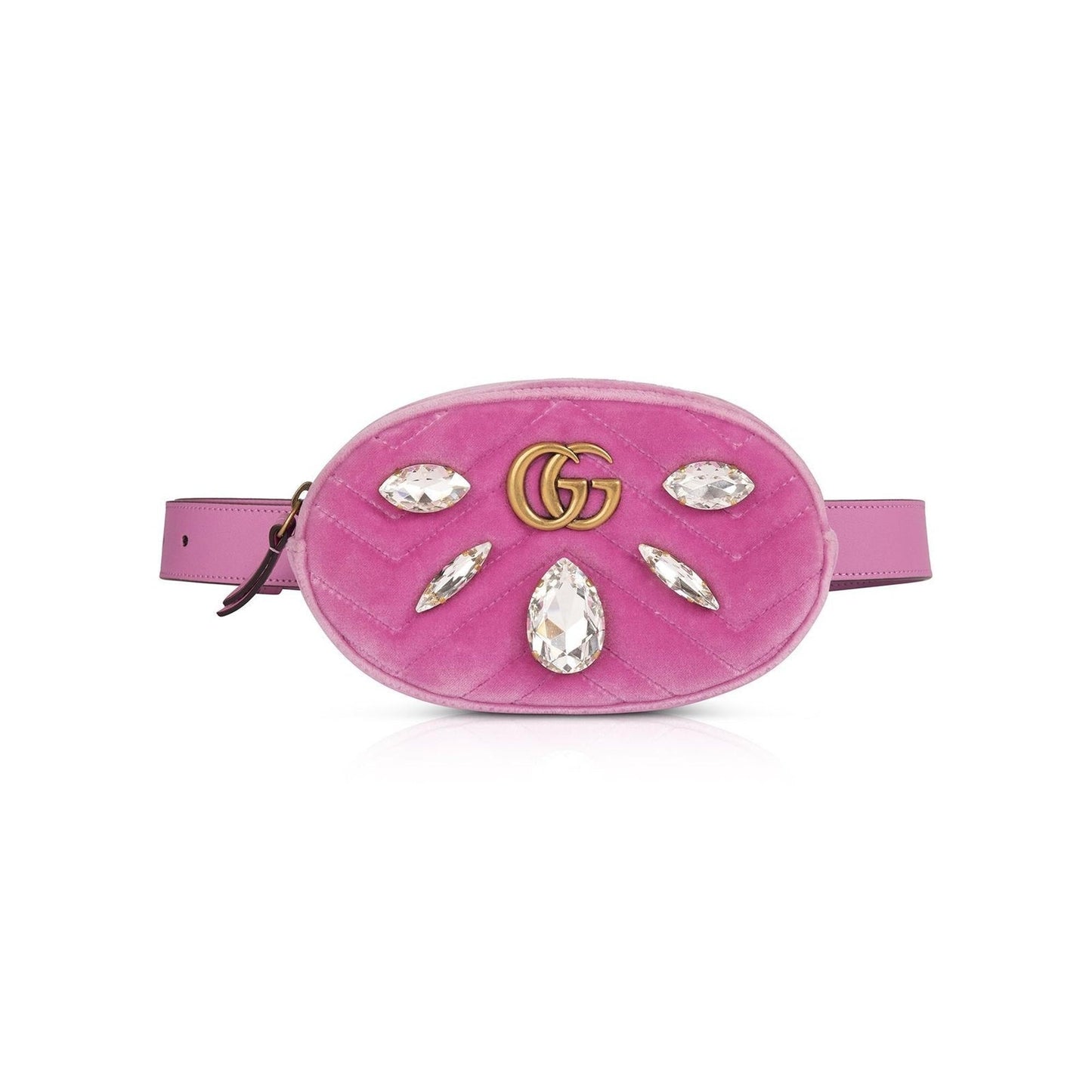 Gucci GG Marmont Matelasse Velvet Crystal Belt Bag