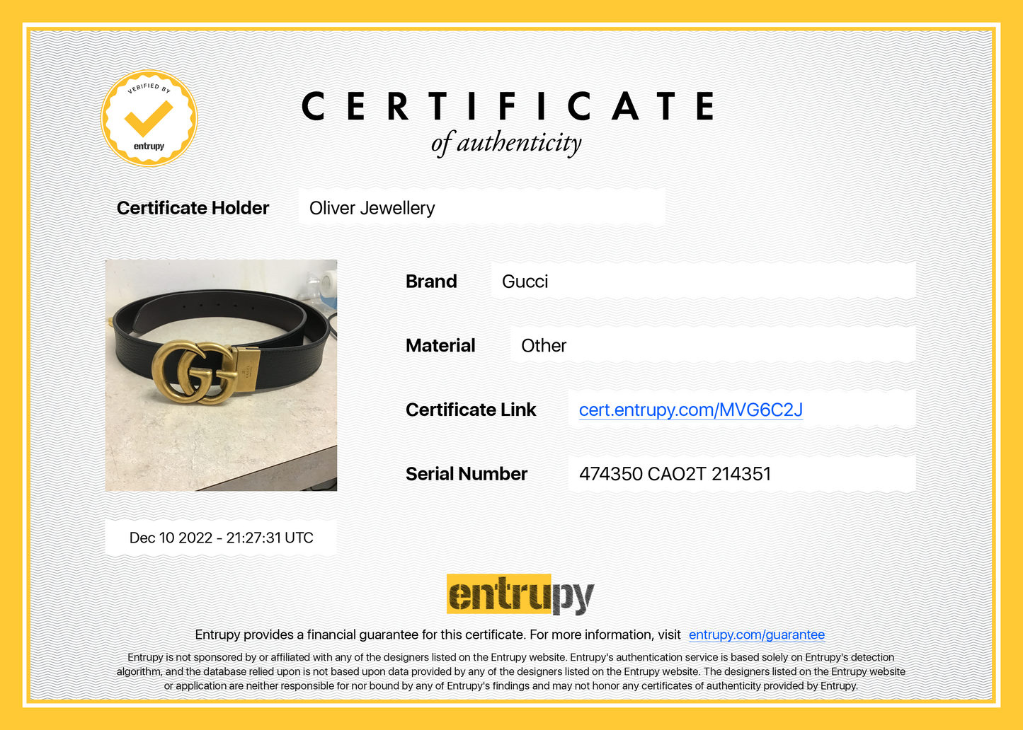 Gucci GG Marmont Reversible Leather Belt