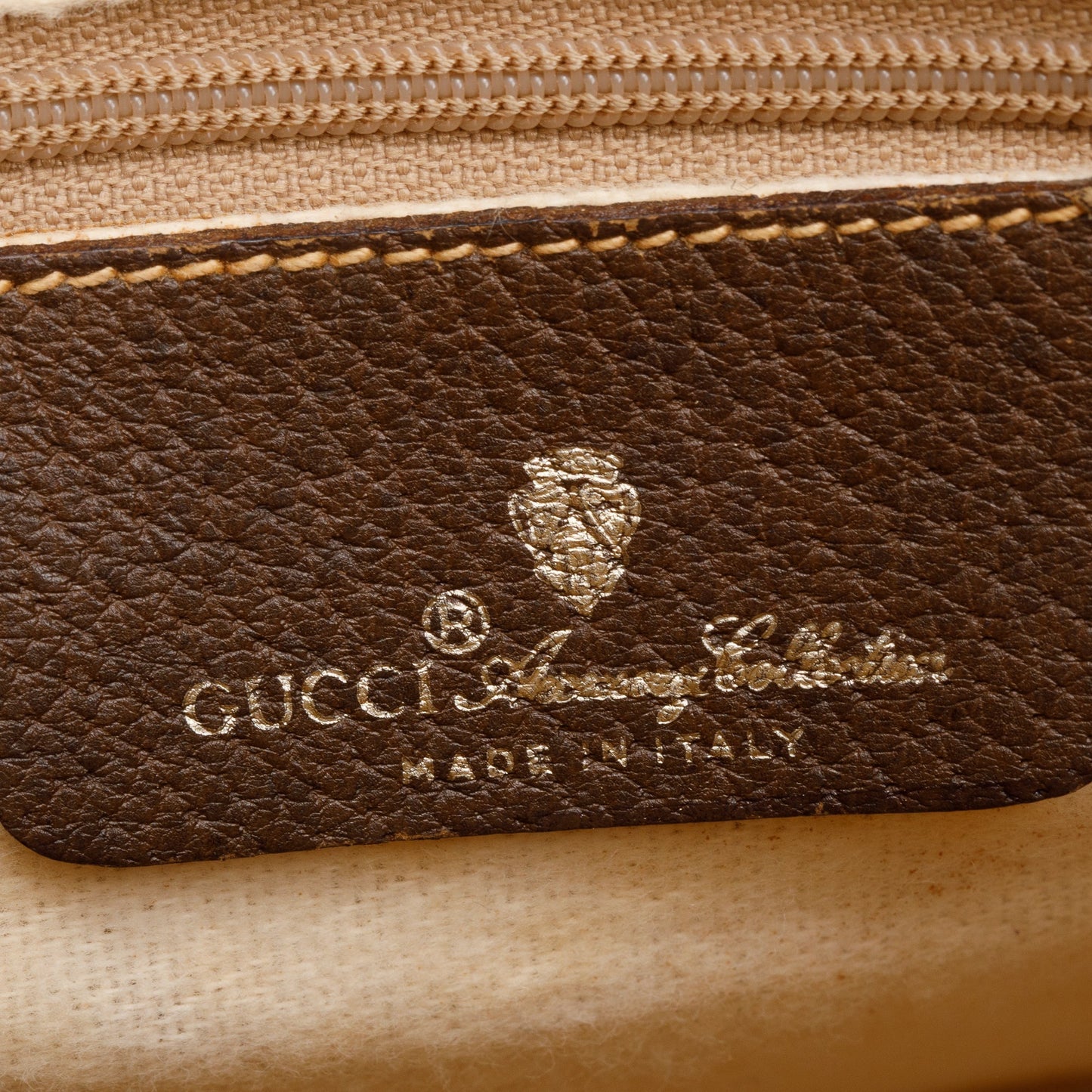 Gucci GG Plus Brown Leather Trim Web Boston Bag